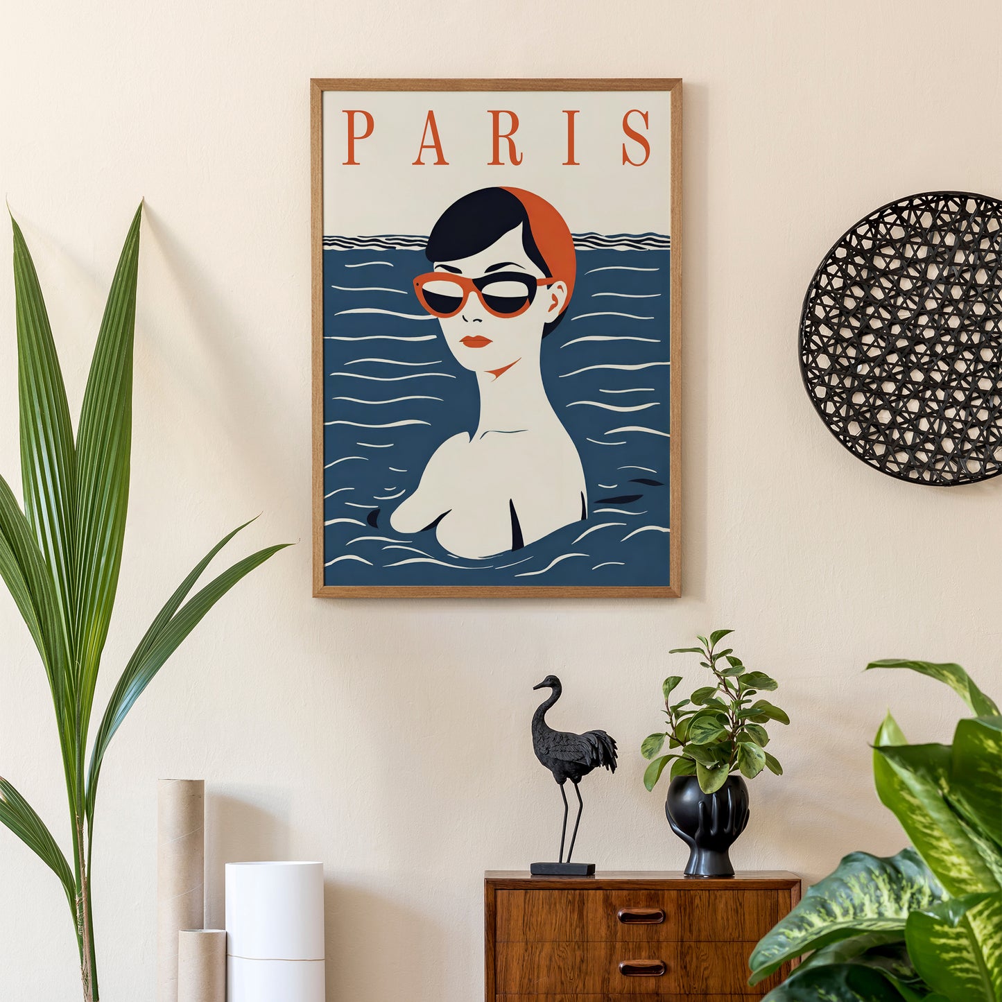 Paris Fashion Swimmer Retro Poster