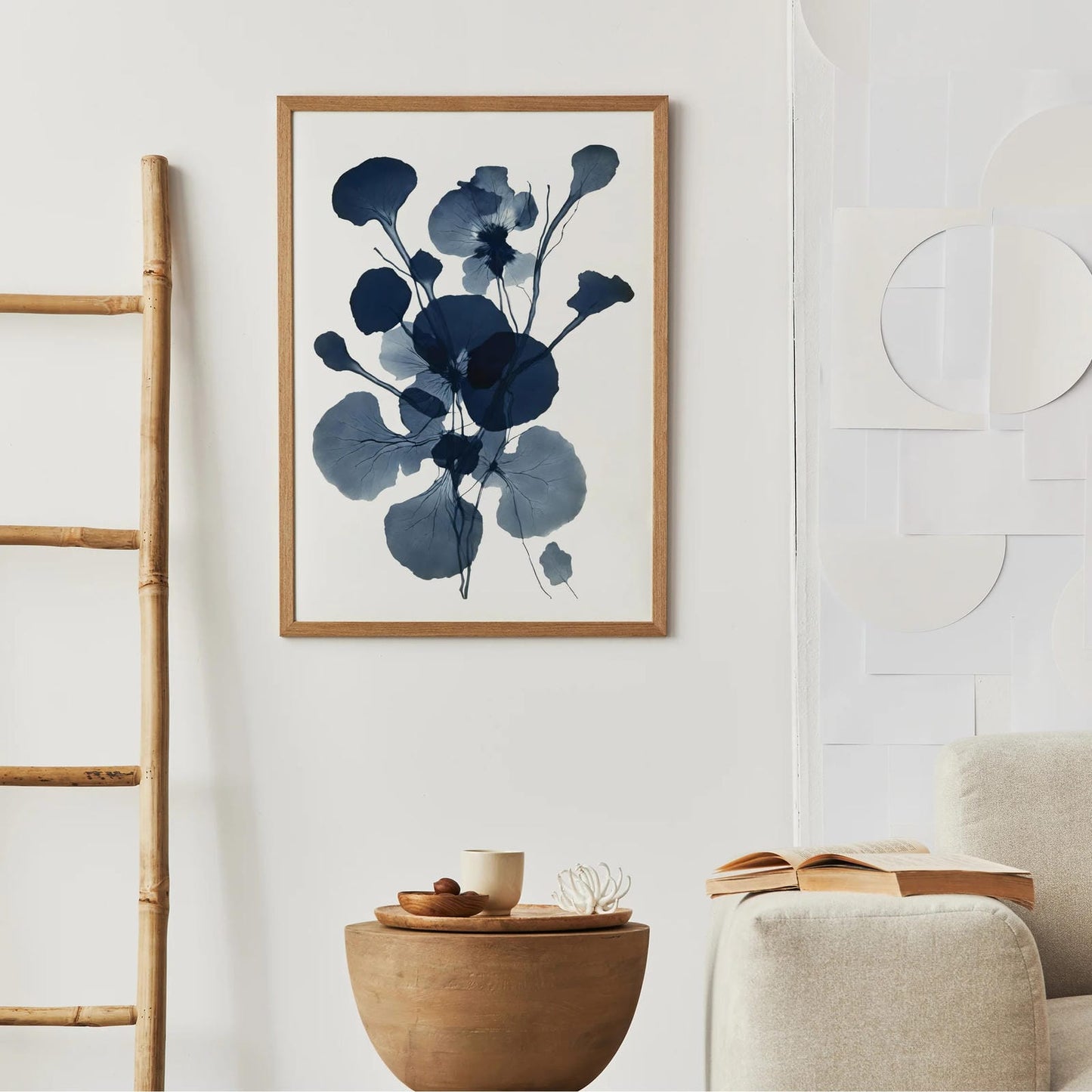 Floral Blue Ink Print