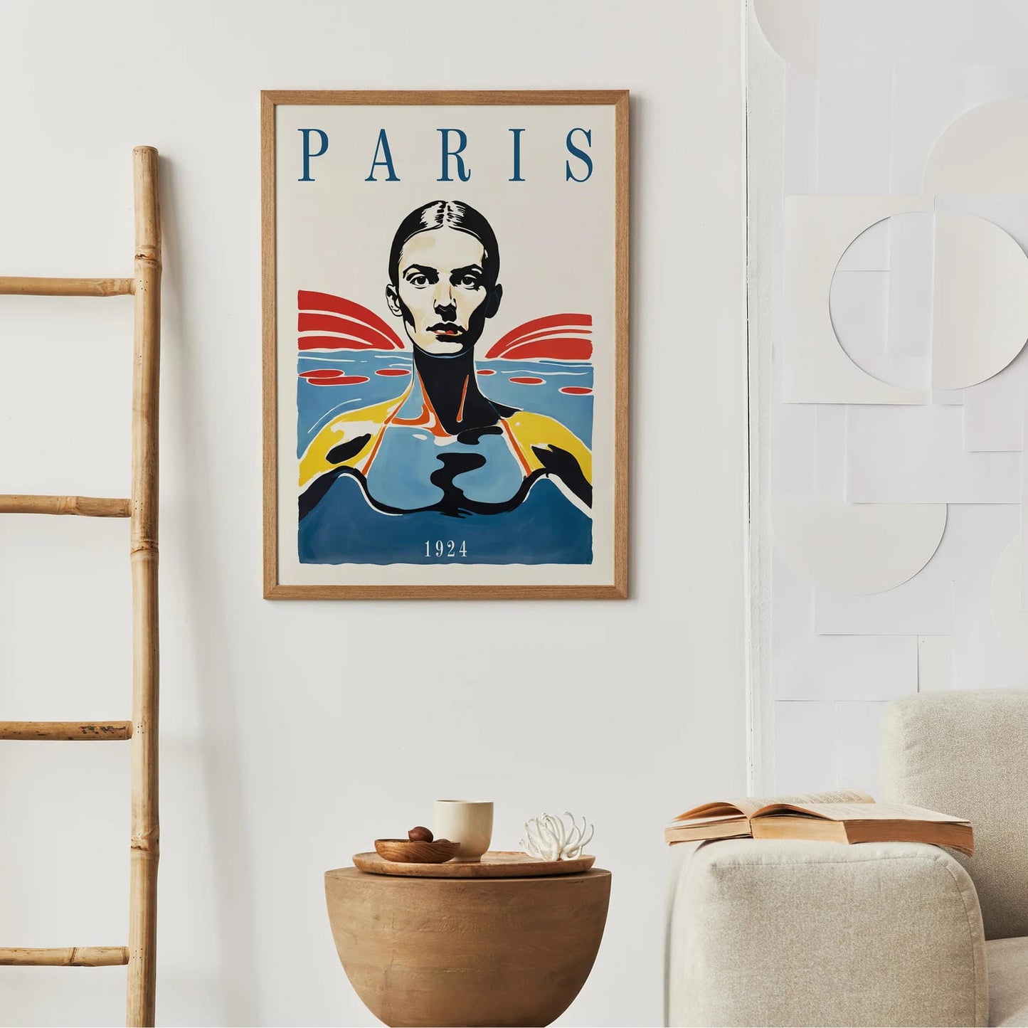 Paris 1924 Swimming Retro Poster