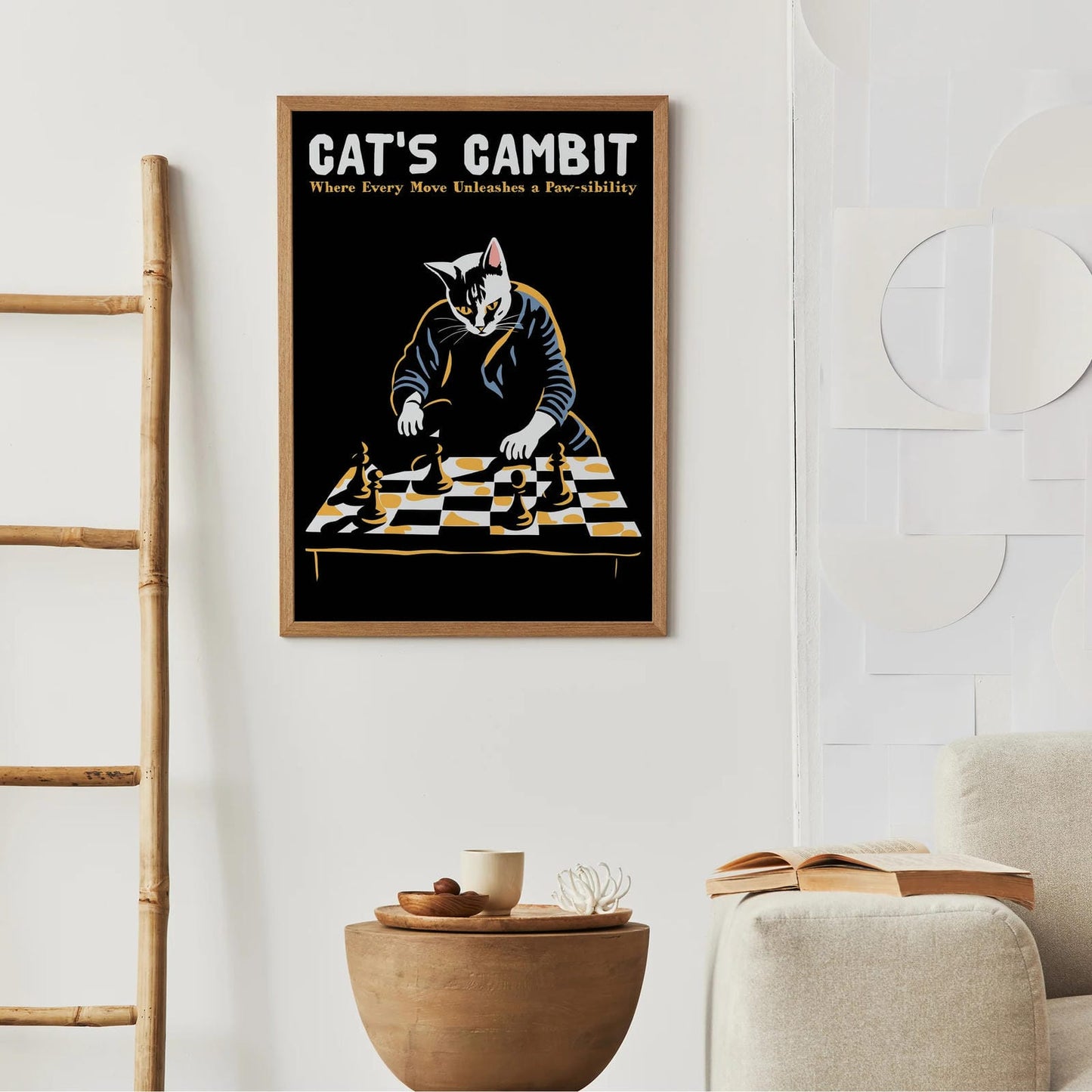 Cat's Gambit - Quirky Chess Poster