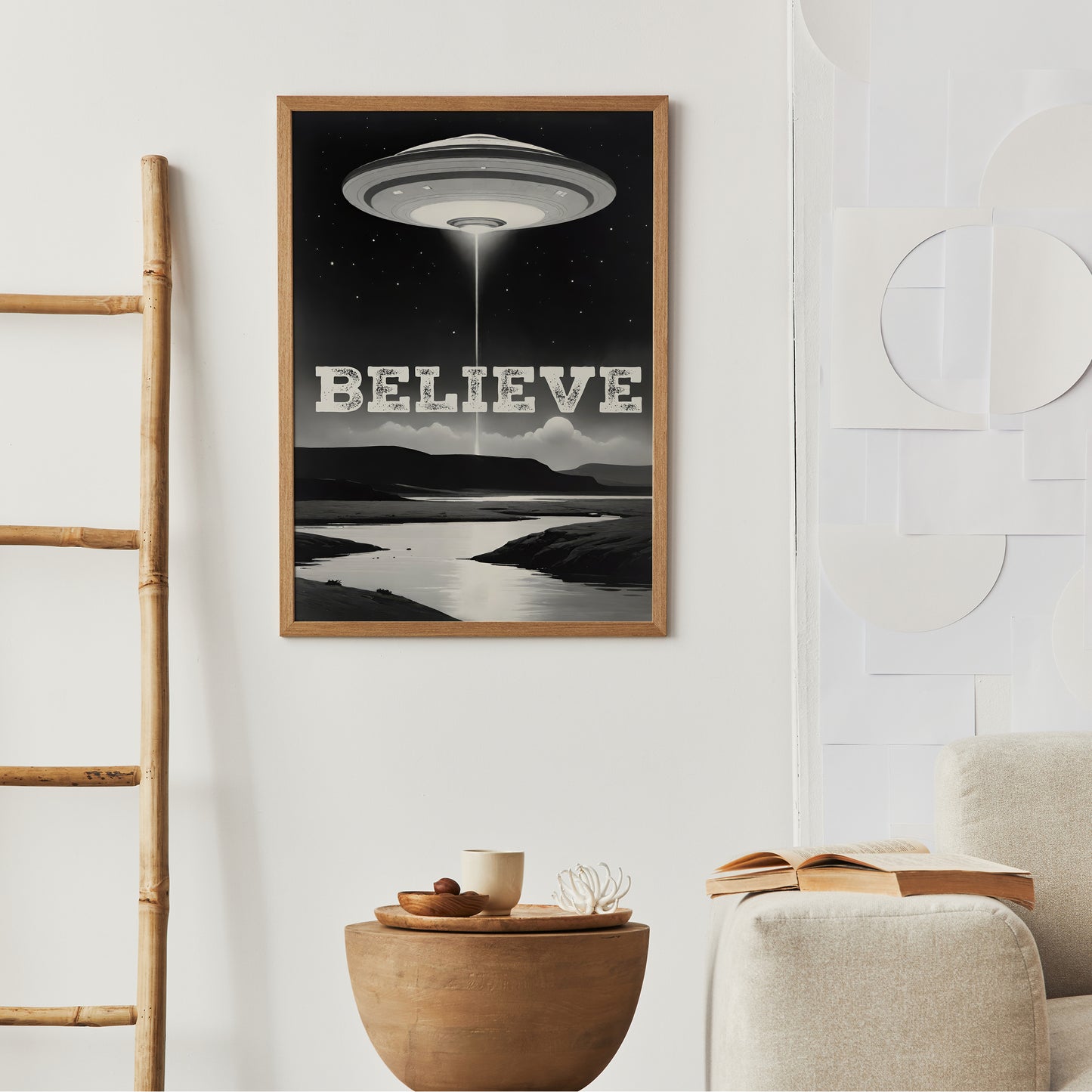 BELIEVE - Vintage UFO Poster Print