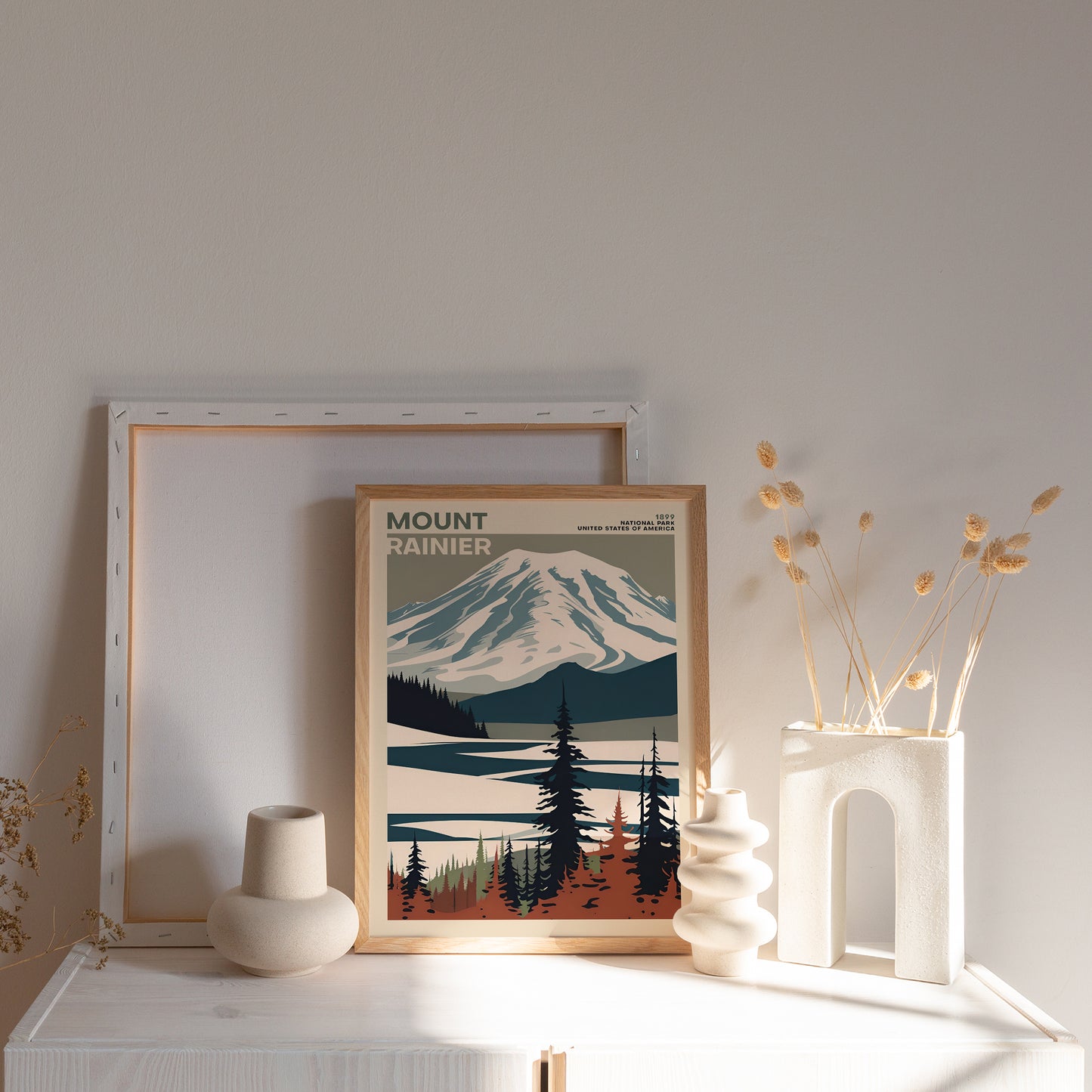 Mount Rainier National Park Retro Poster
