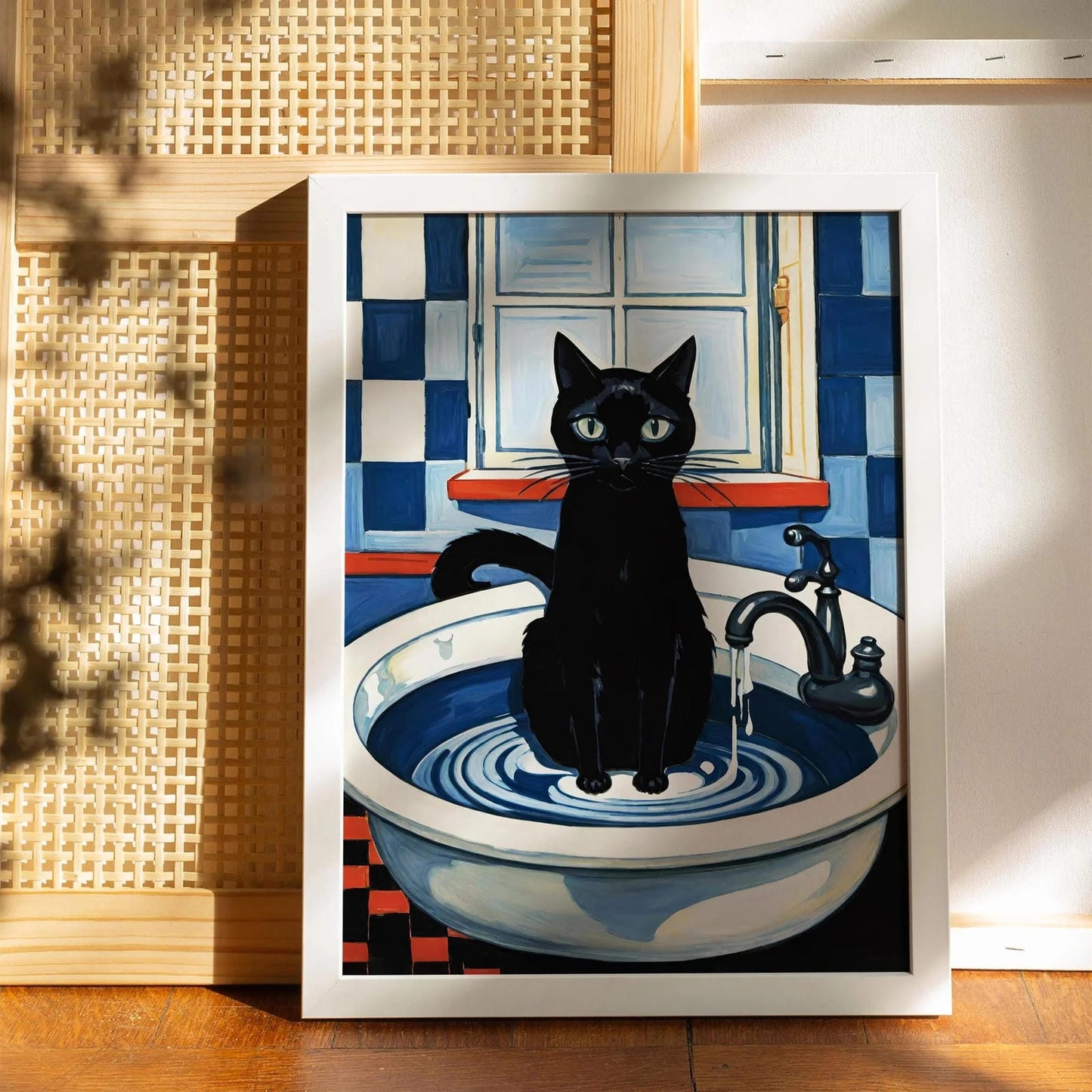 Cute Cat in Sink Wall Art Print