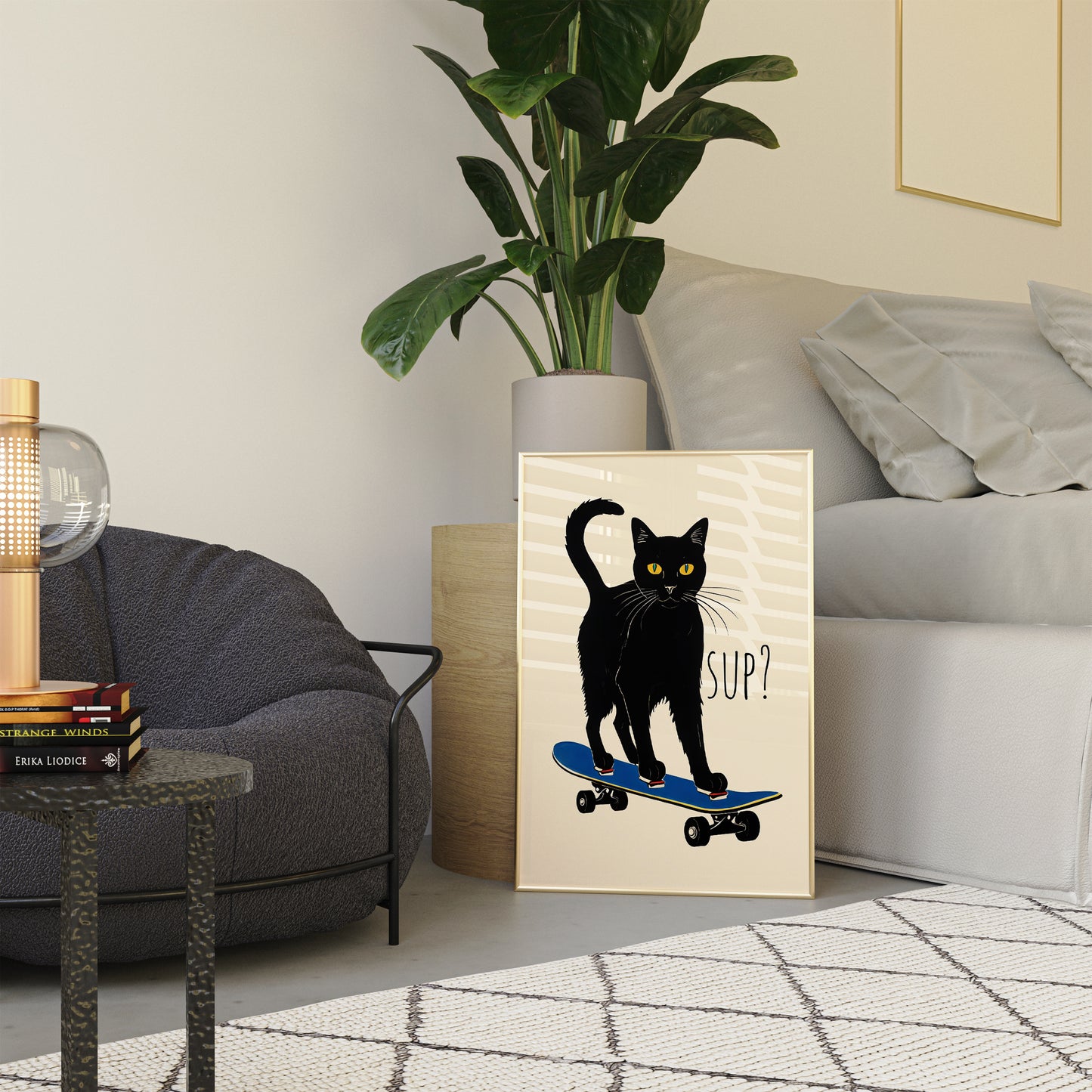 Skater Cat Quirky Poster