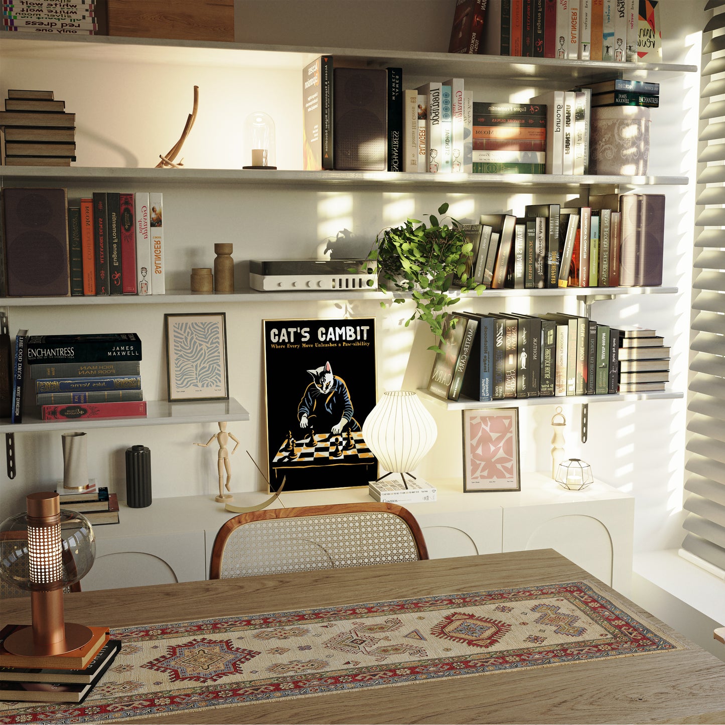 Cat's Gambit - Quirky Chess Poster