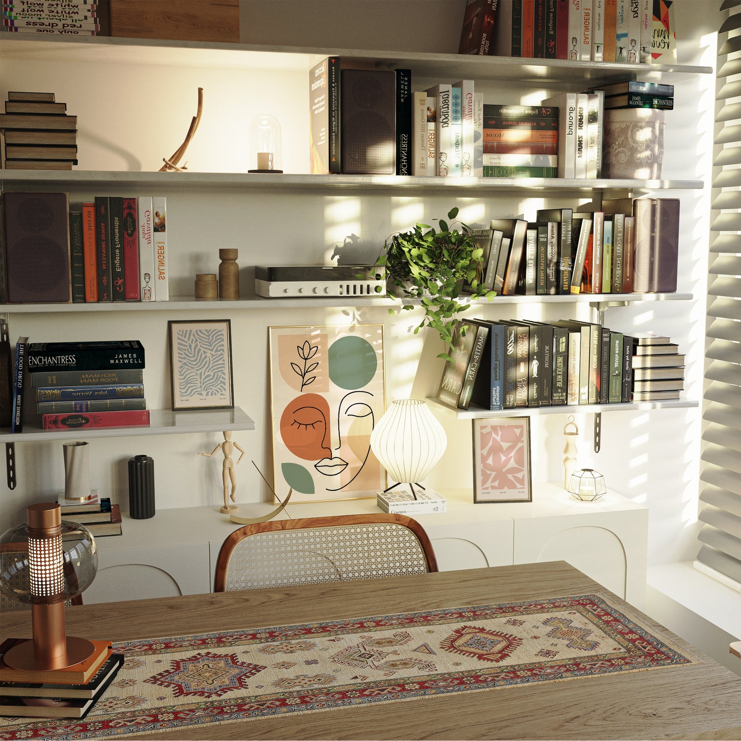 Boho Line Art – Woman & Geometric Forms