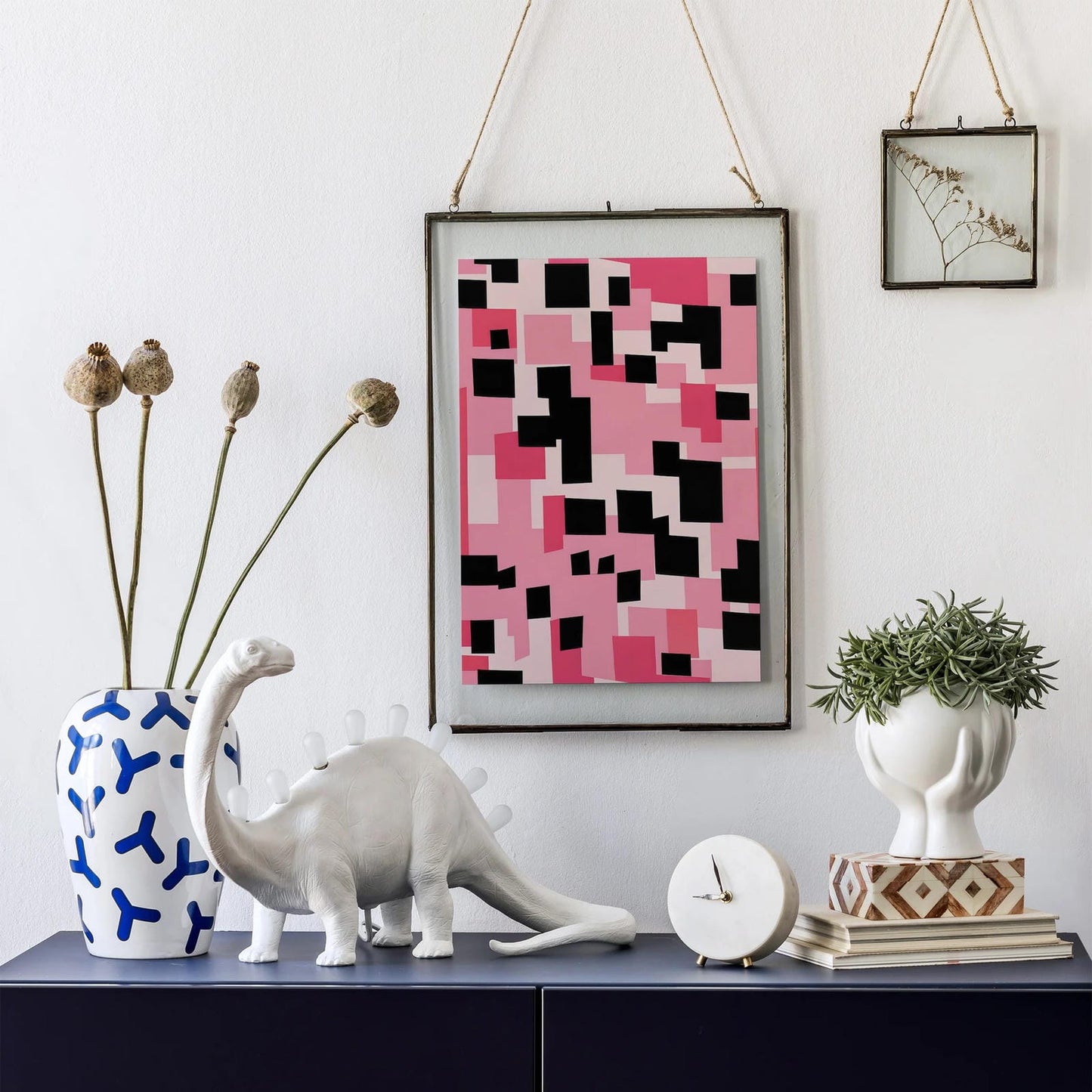 Pink and Black Colorblocks Art Print