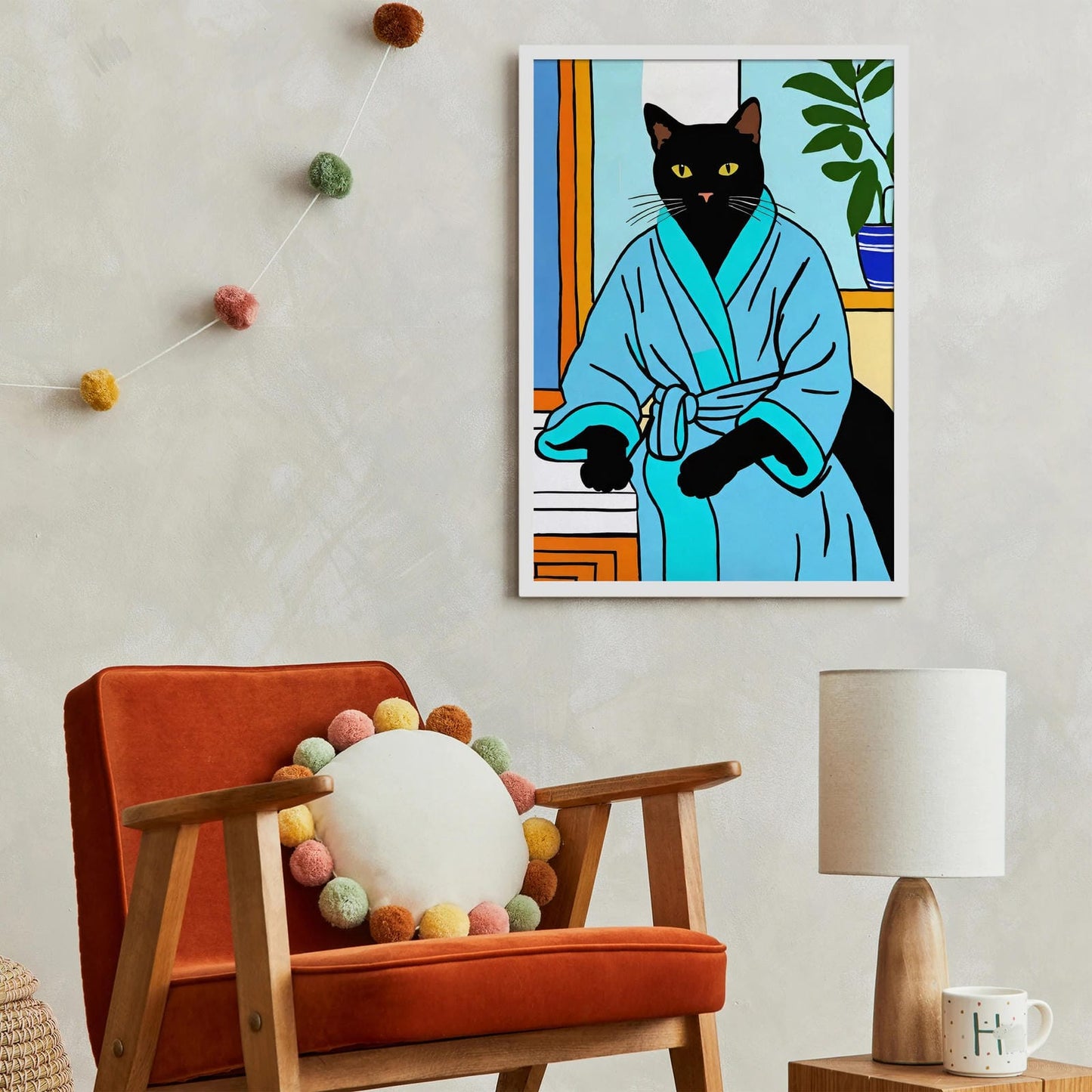 Bathrobe Cat Bathroom Poster