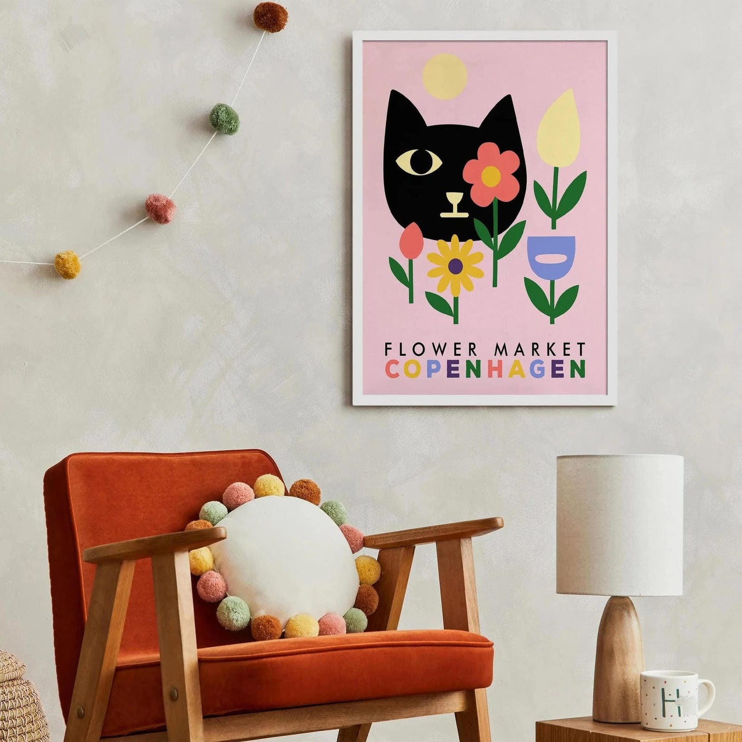 Flower Market Copenhagen Poster – Retro Wall Art Print
