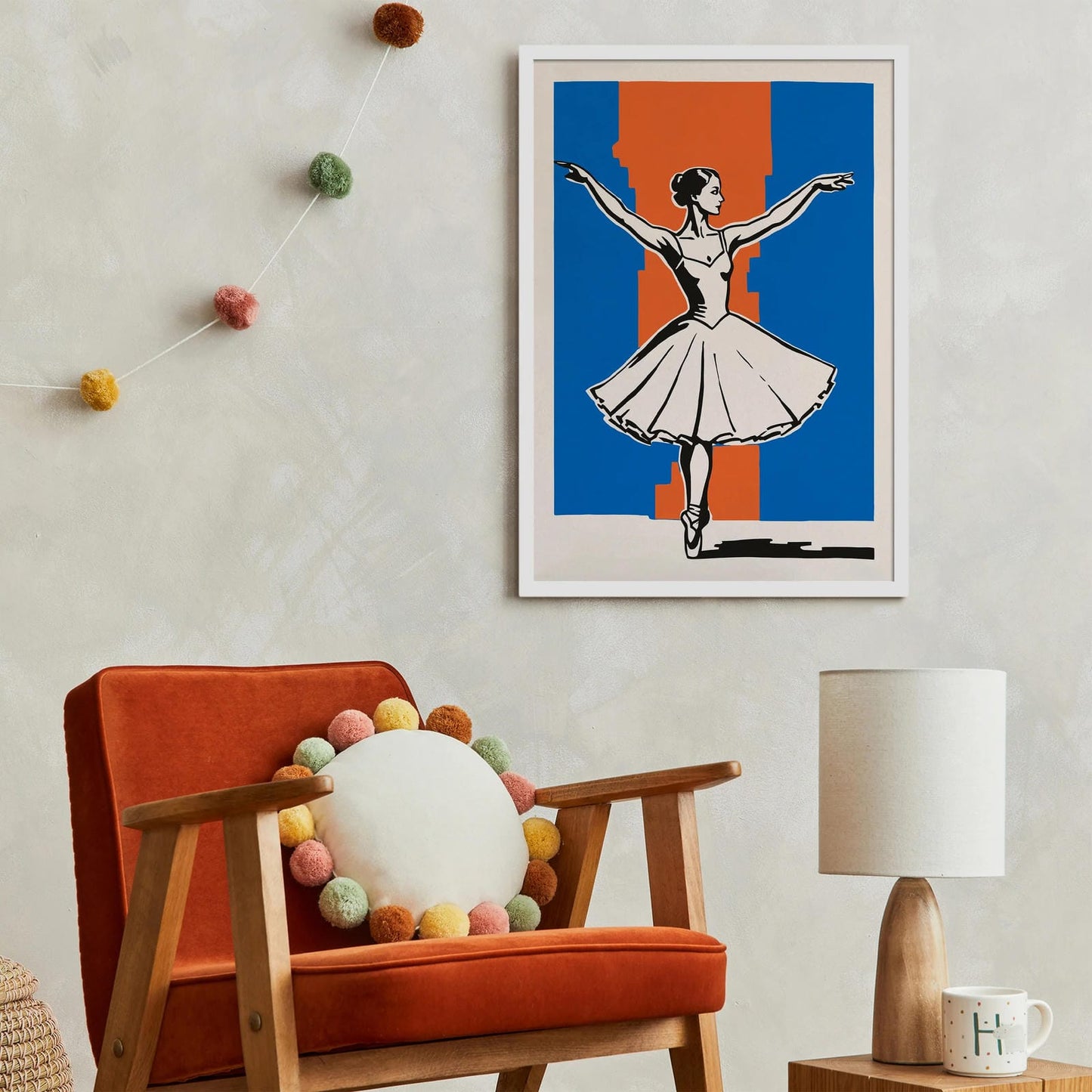 Retro Ballerina Wall Art Print