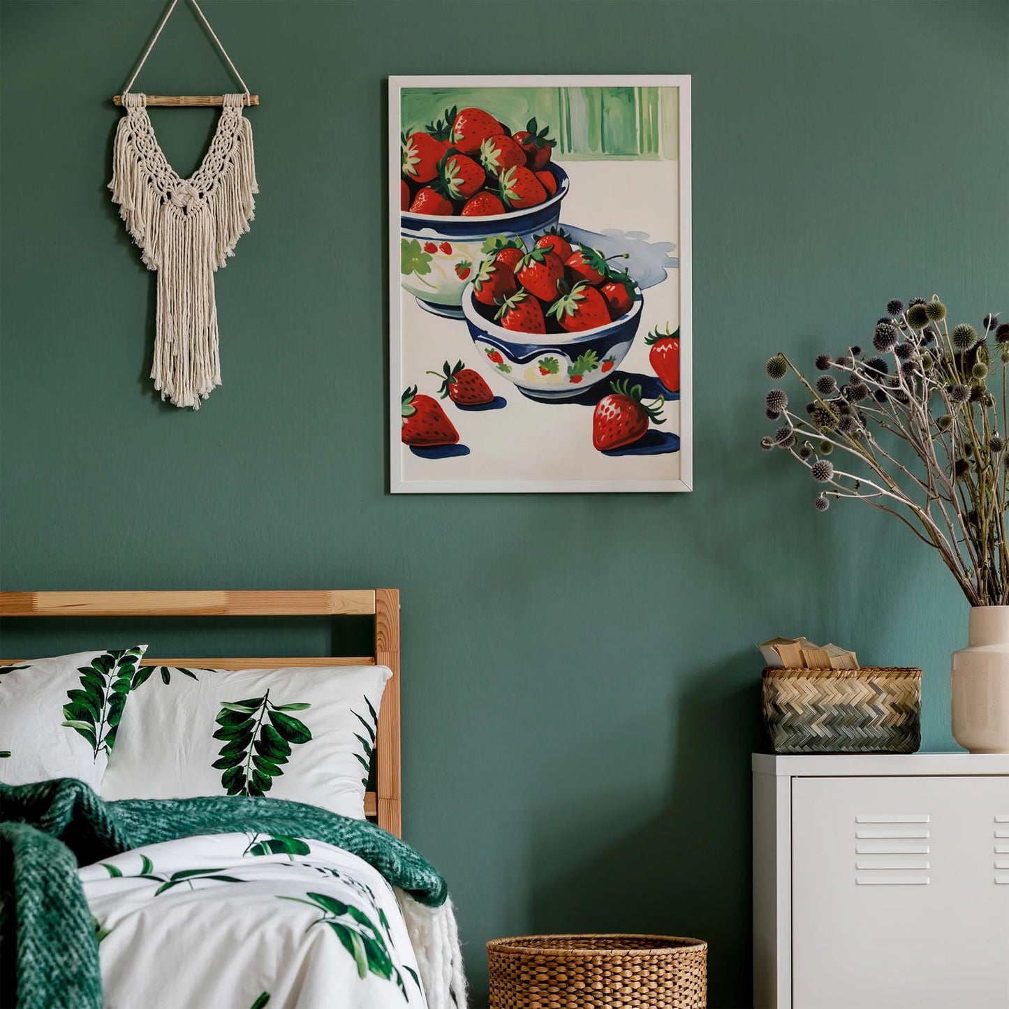 Summer Strawberries Retro Art Print