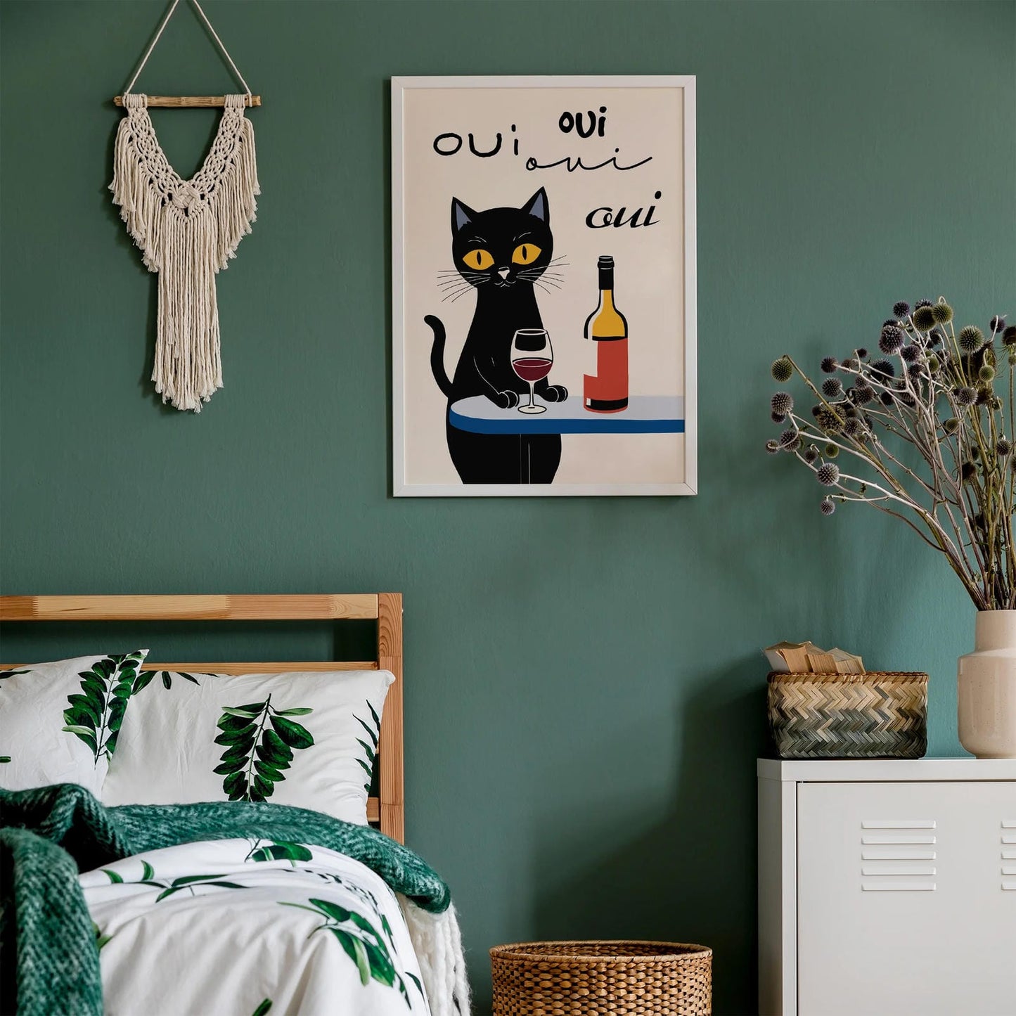 Oui French Wine Cat Art Print