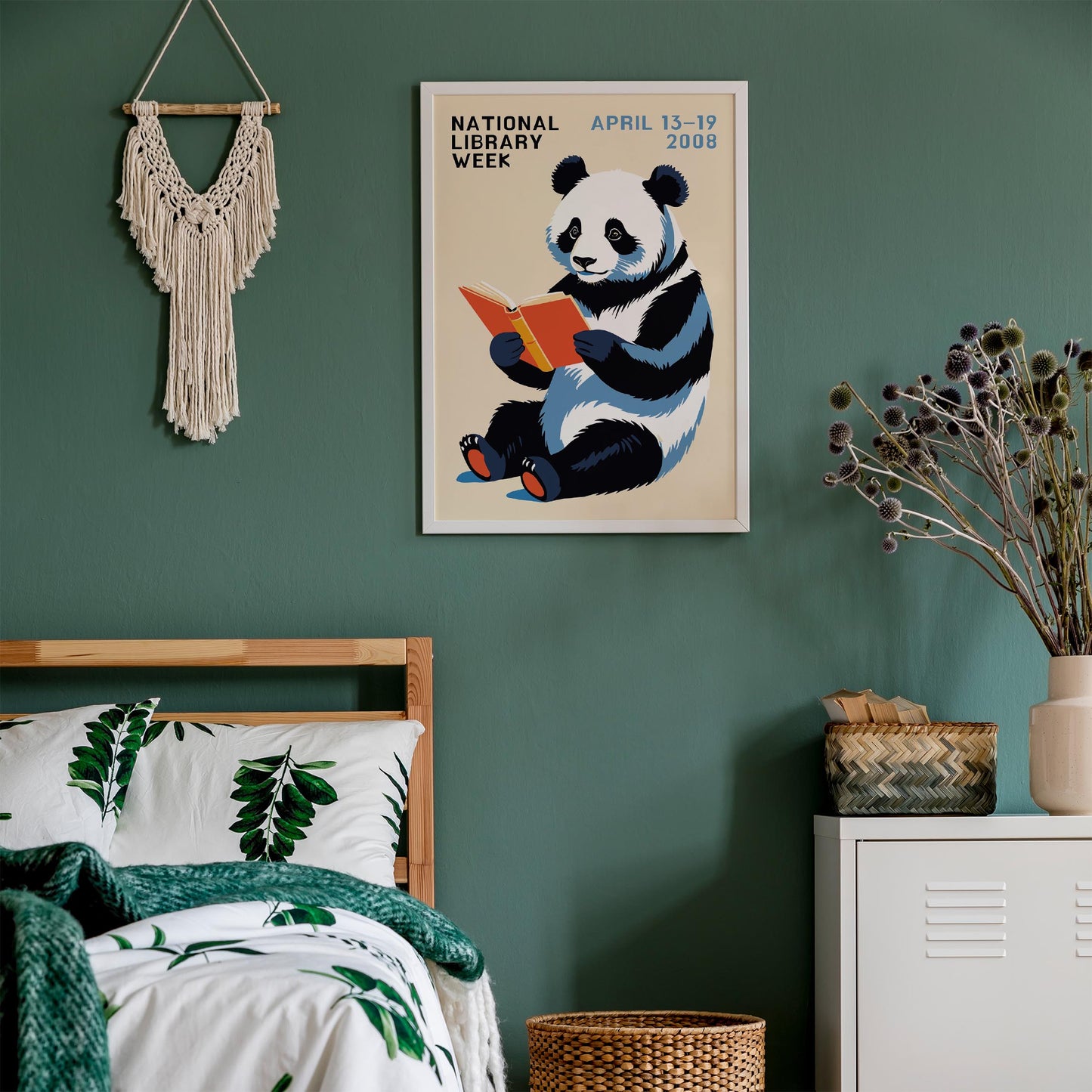 Panda Reading Wall Art Print