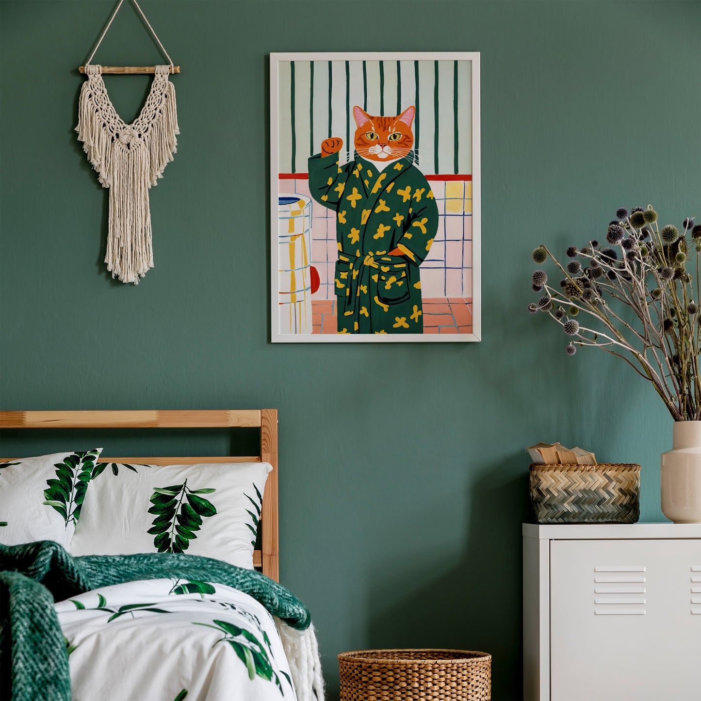 Cute Cat in Bathrobe Art Print