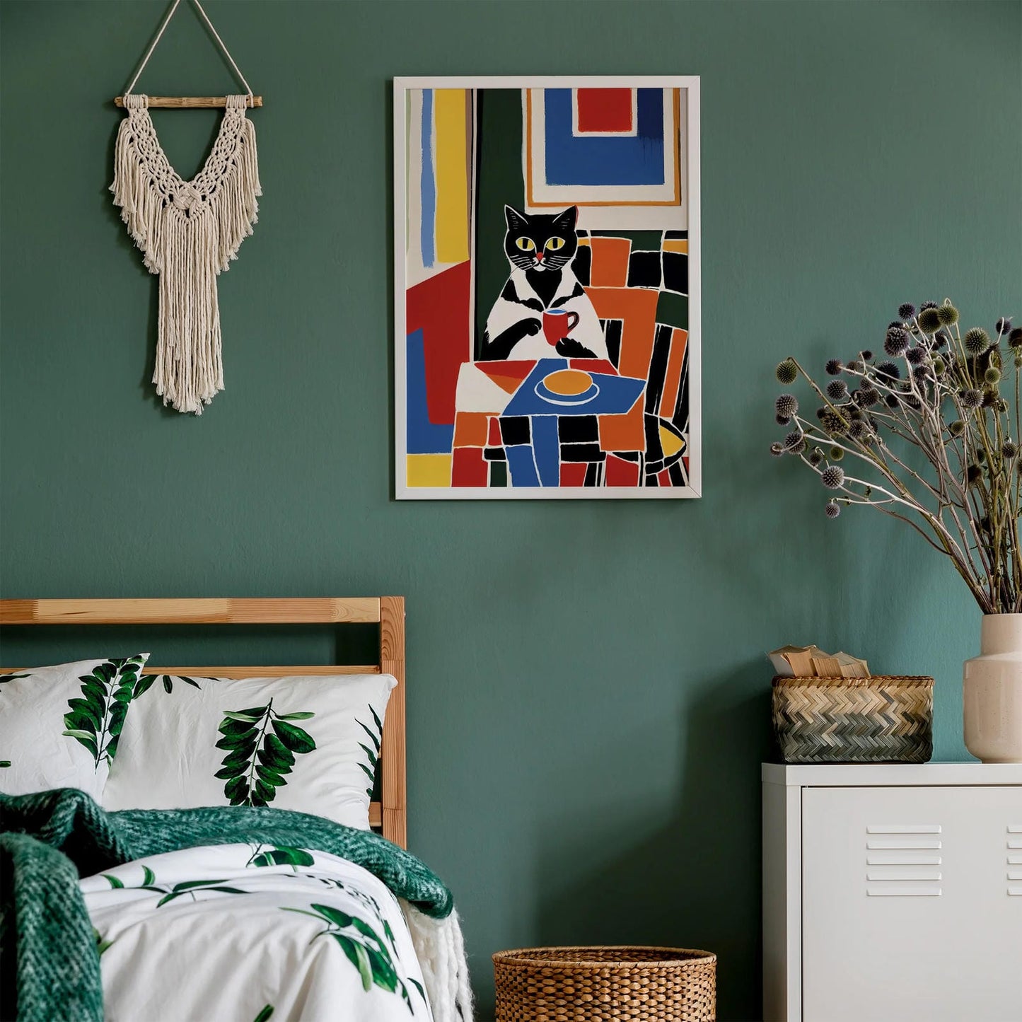 Hipster Cat Barista Wall Art