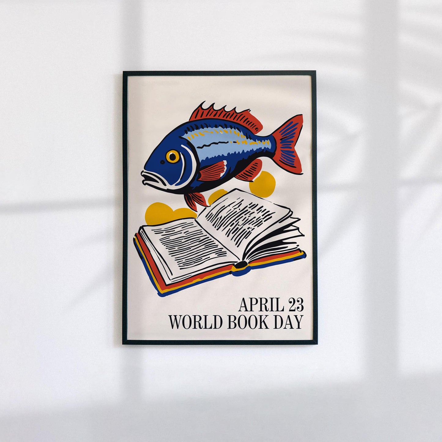 World Book Day Fish Reading Poster Print