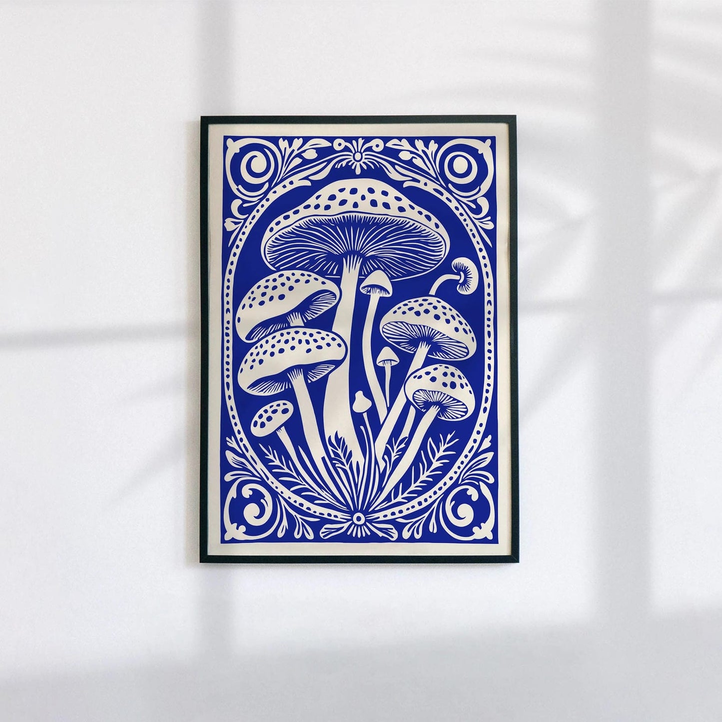 Blue Rococo Revival Mushroom Poster