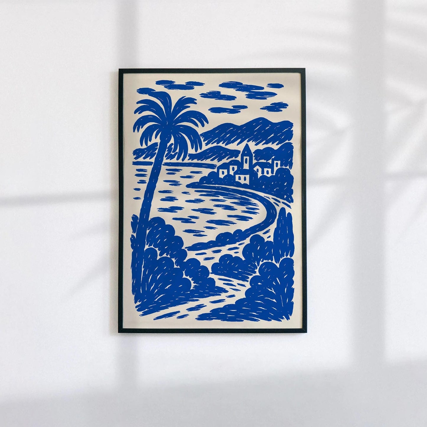 Blue French Riviera Landscape Poster