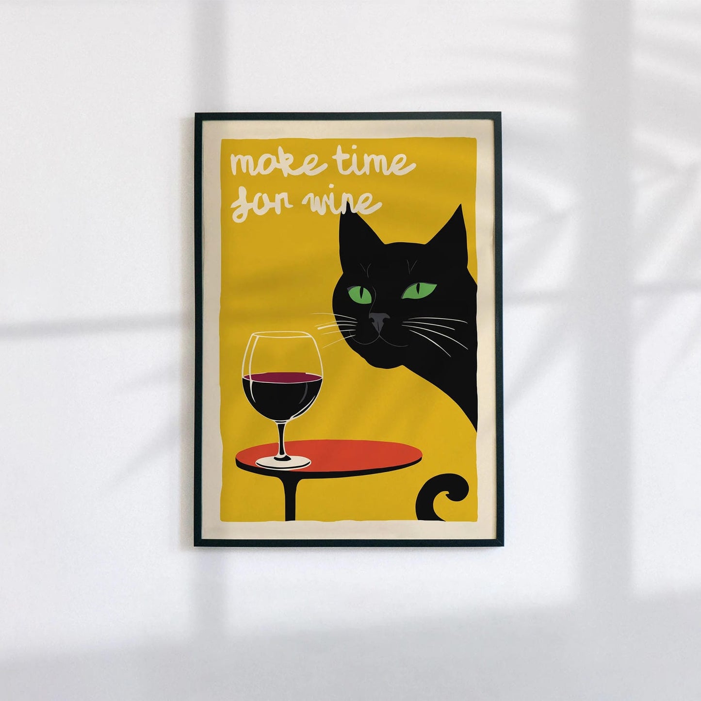 Make Time For Wine - Cute Cat Poster