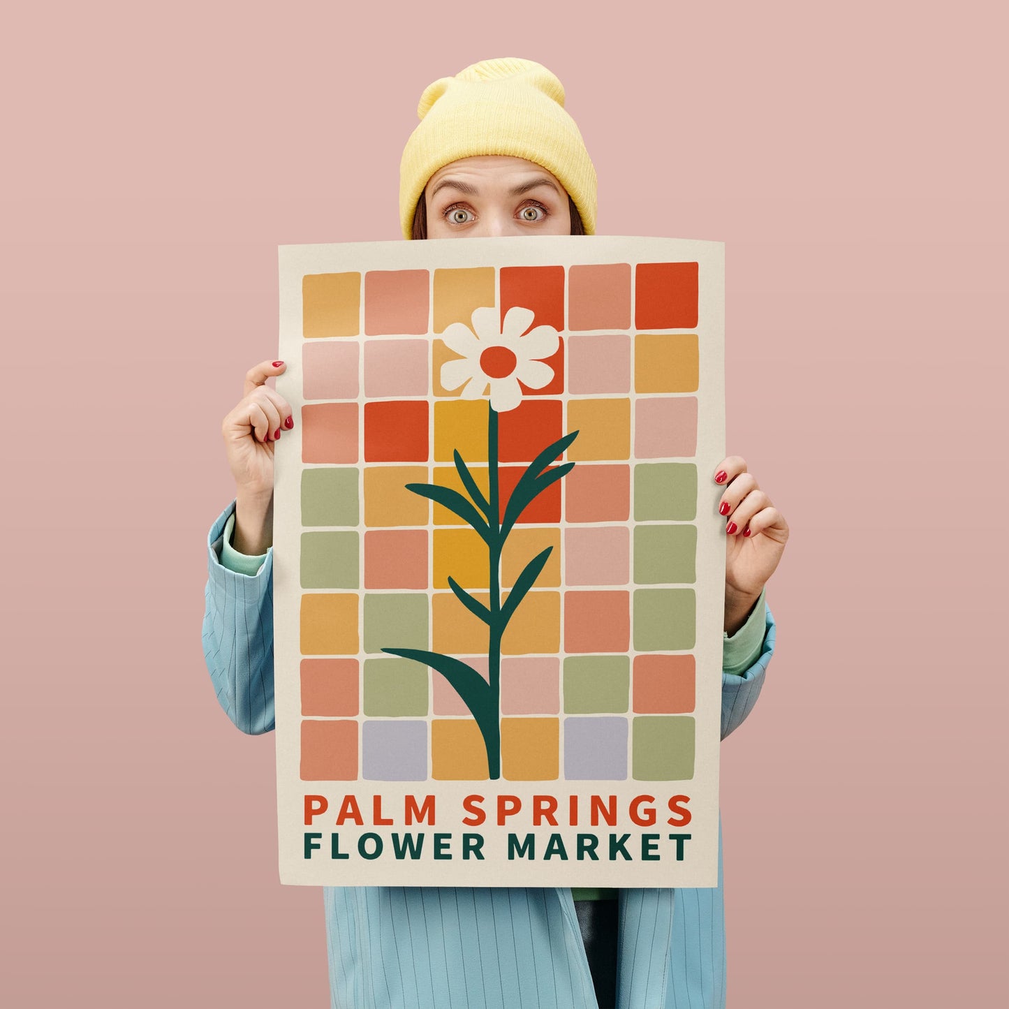 Palm Springs Flower Market Poster - Mid Century Wall Art