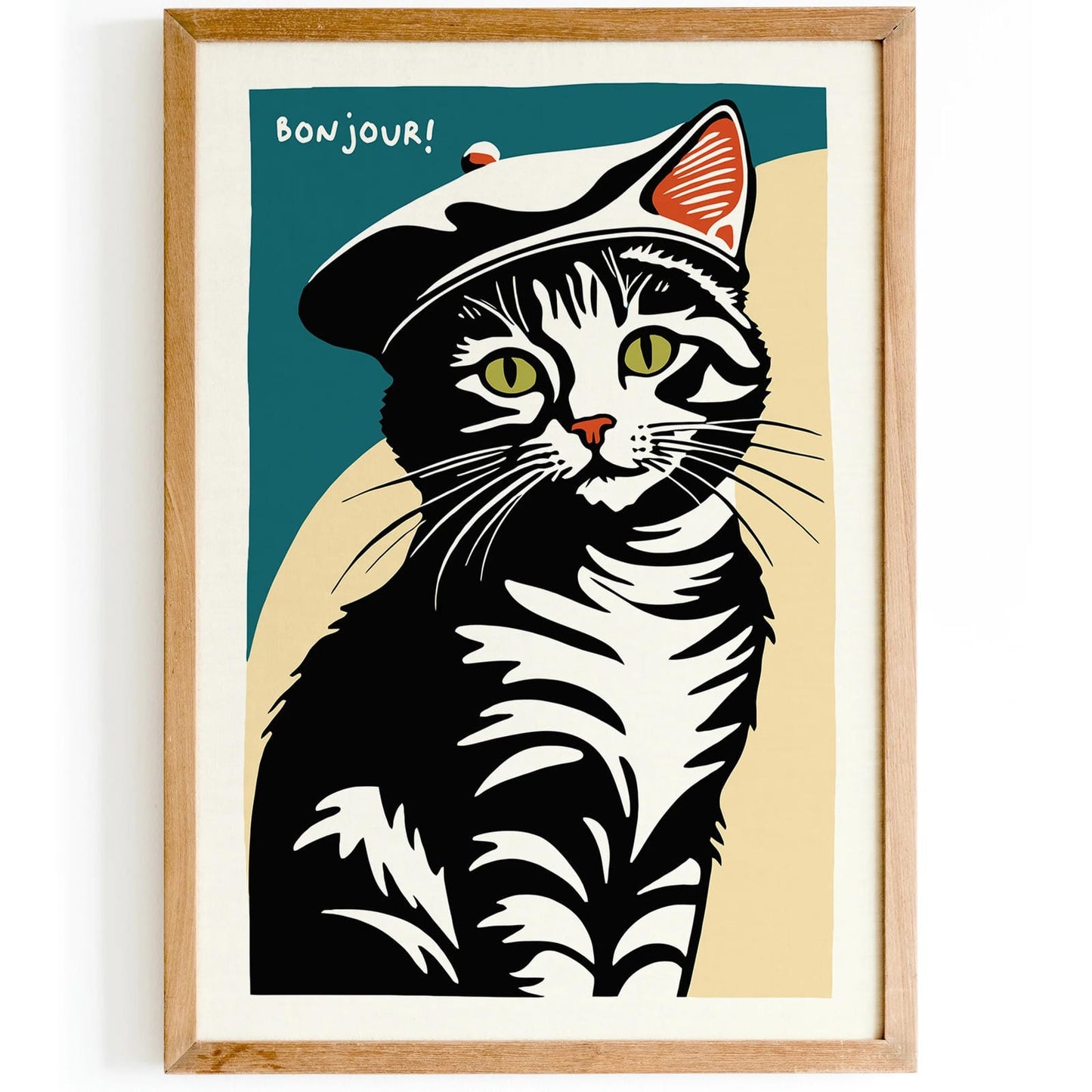 Bonjour! French Cat Wall Art Print