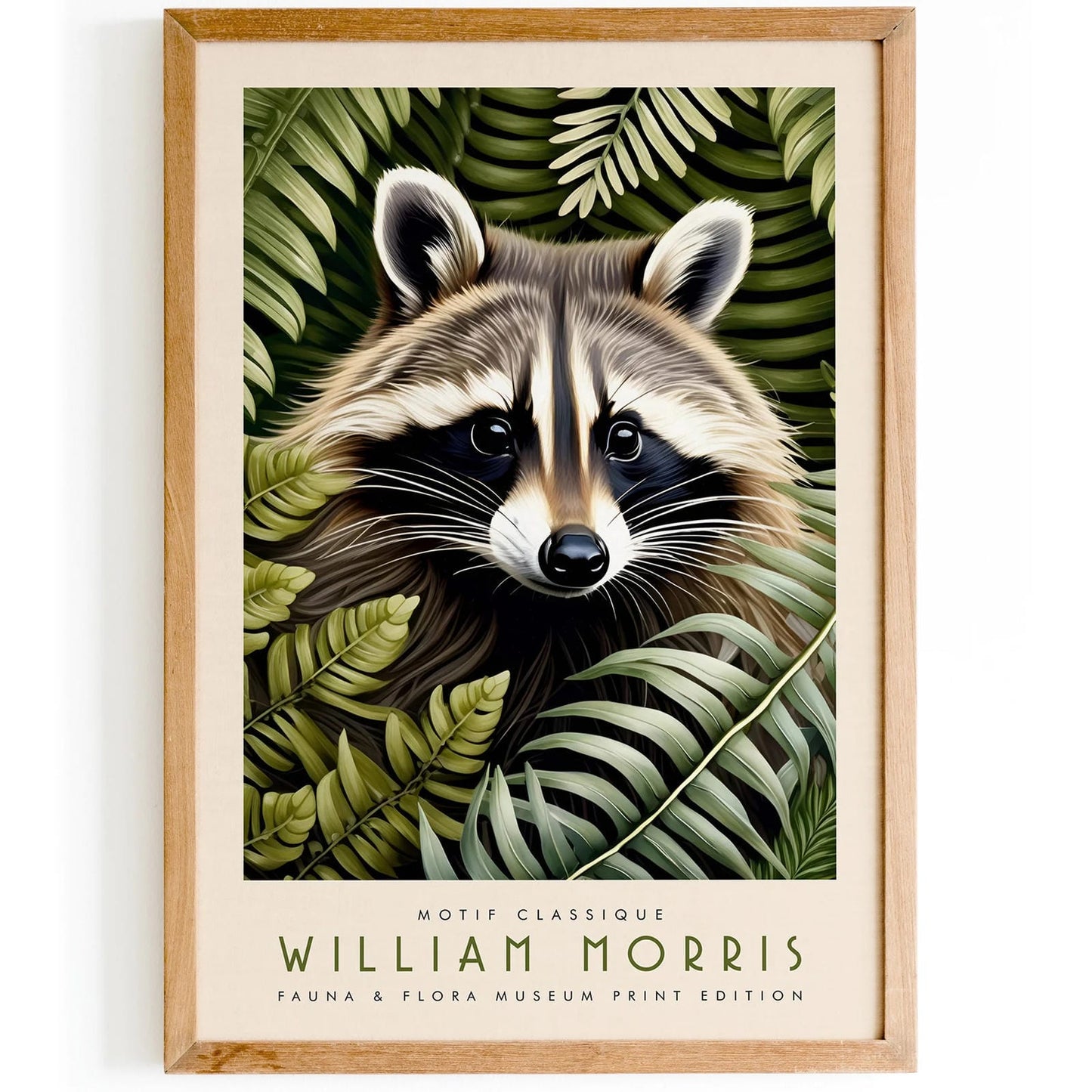 Cute Racoon Green Wall Art