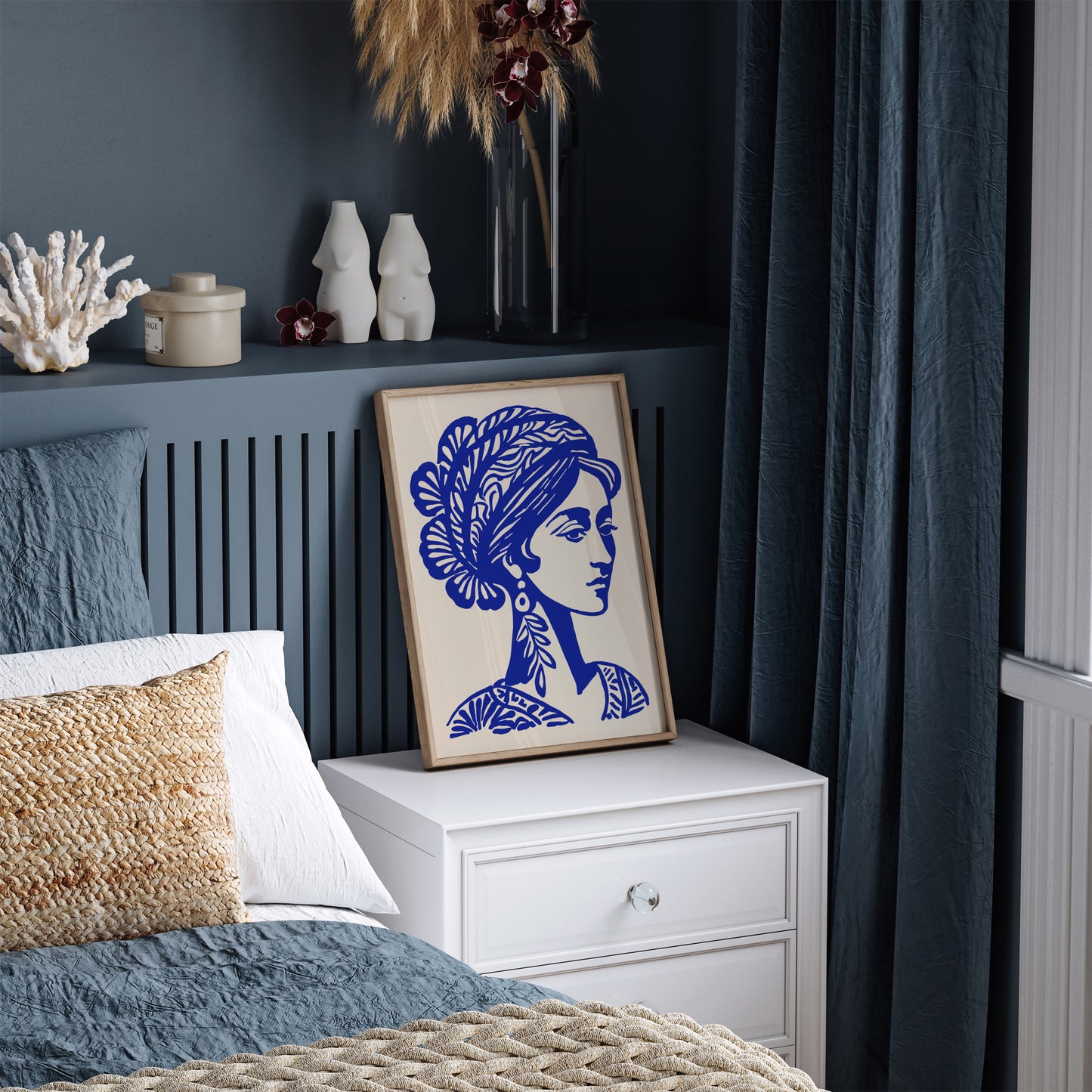 Blue Woman Portrait Art Print