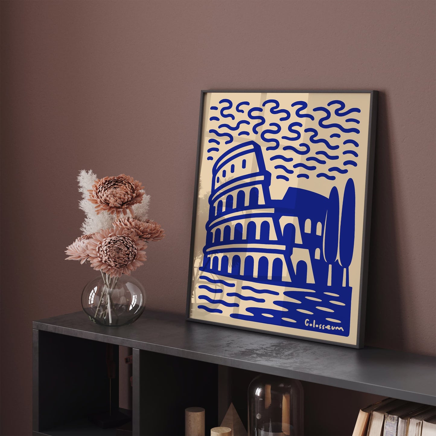 Colosseum Rome Blue Travel Poster