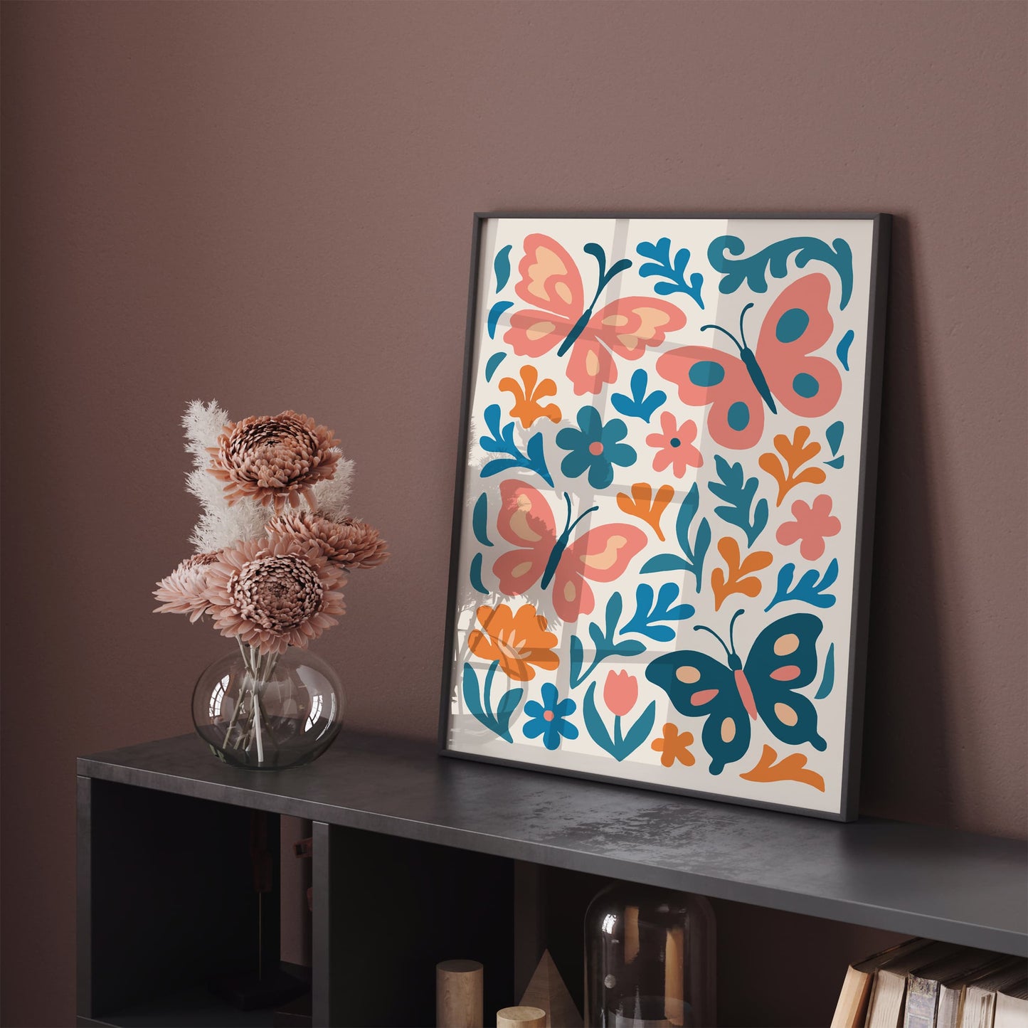 Butterflies Flowers Poster - Nursery Wall Art