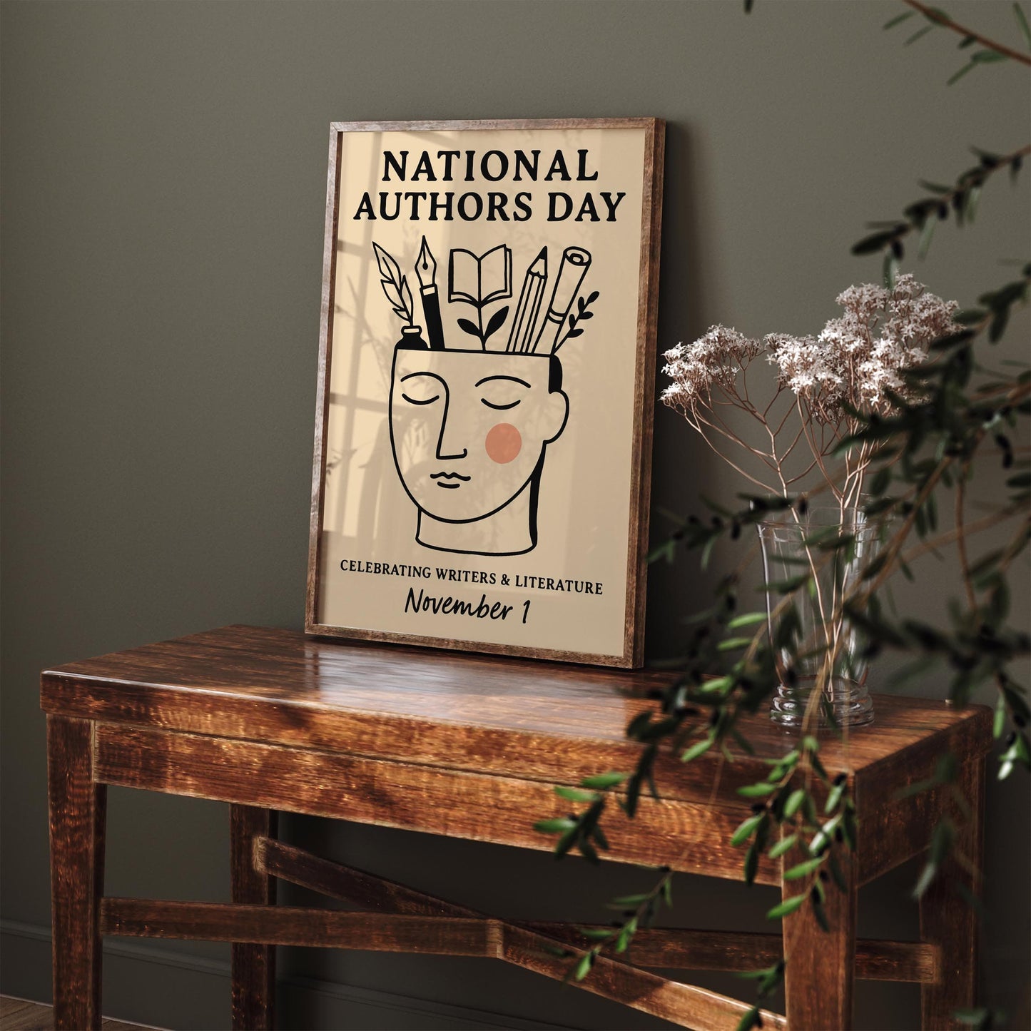 National Authors Day Poster, Literary Art Print