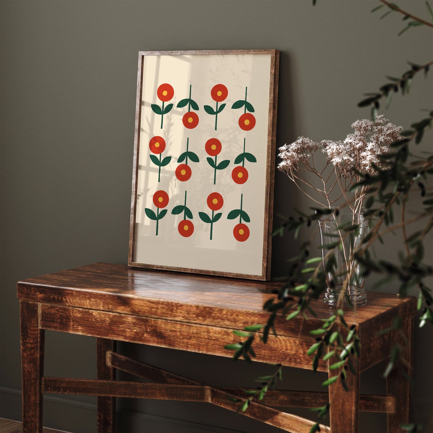 Minimalist Mid Century Flowers Print