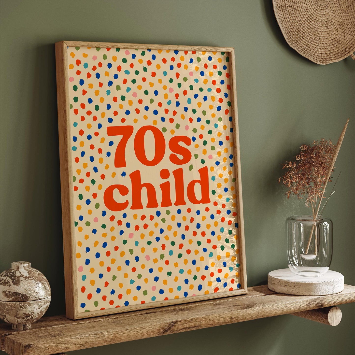 70s Child Poster - Retro Abstract Colorful Wall Art