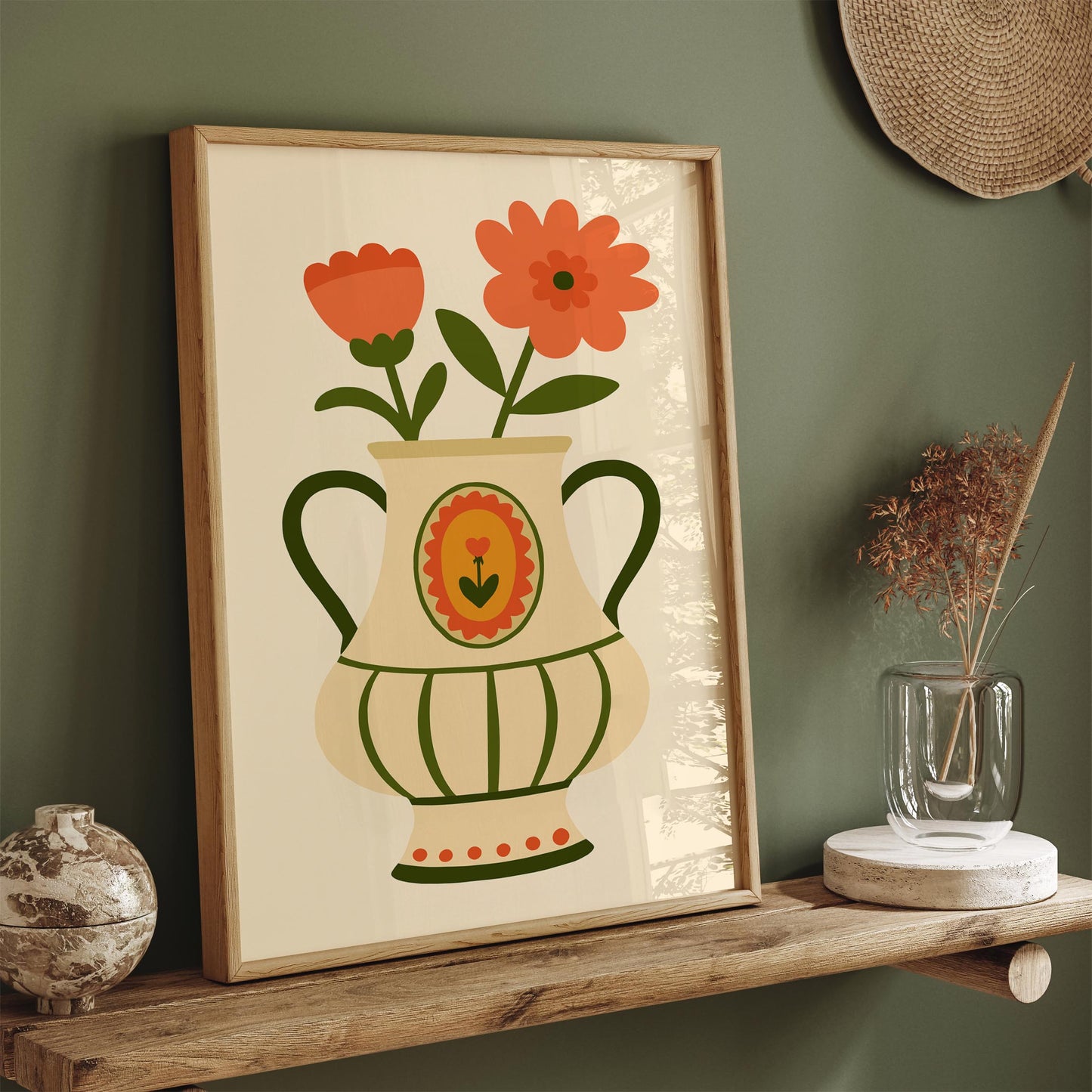 Vase with Flowers Poster - Scandinavian Wall Art