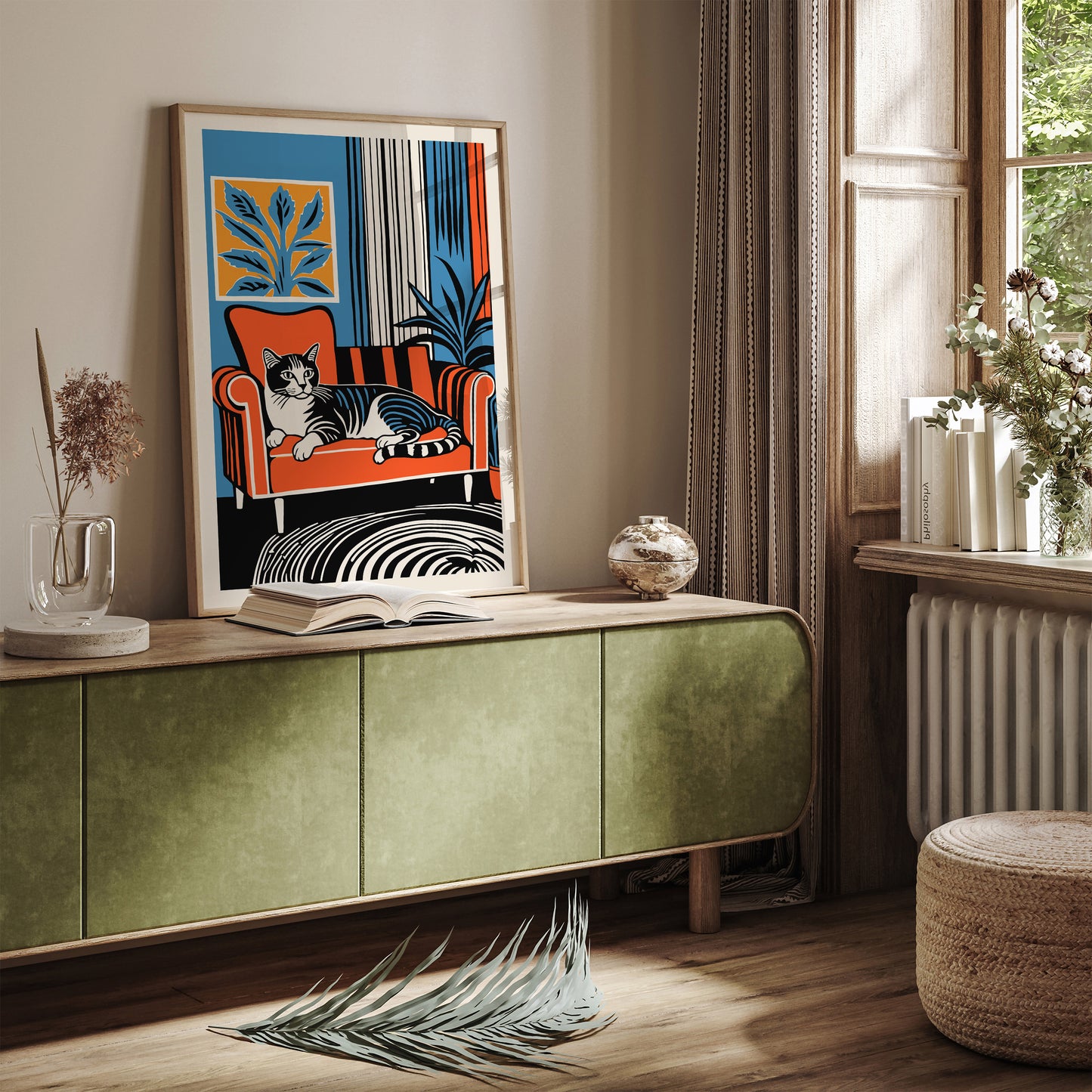 Cozy at Home Funny Cat Poster