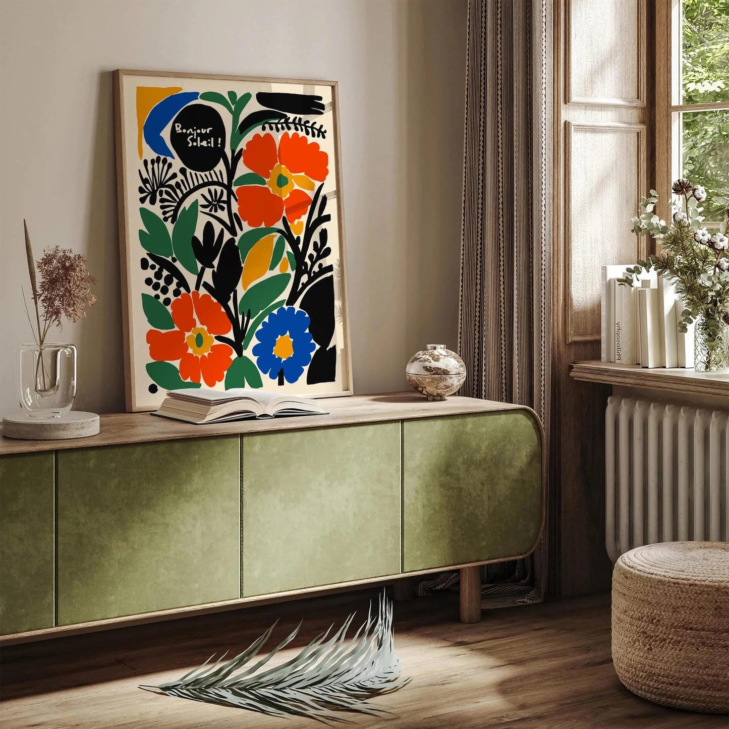 Bonjour Soleil! Floral Retro Poster 2025