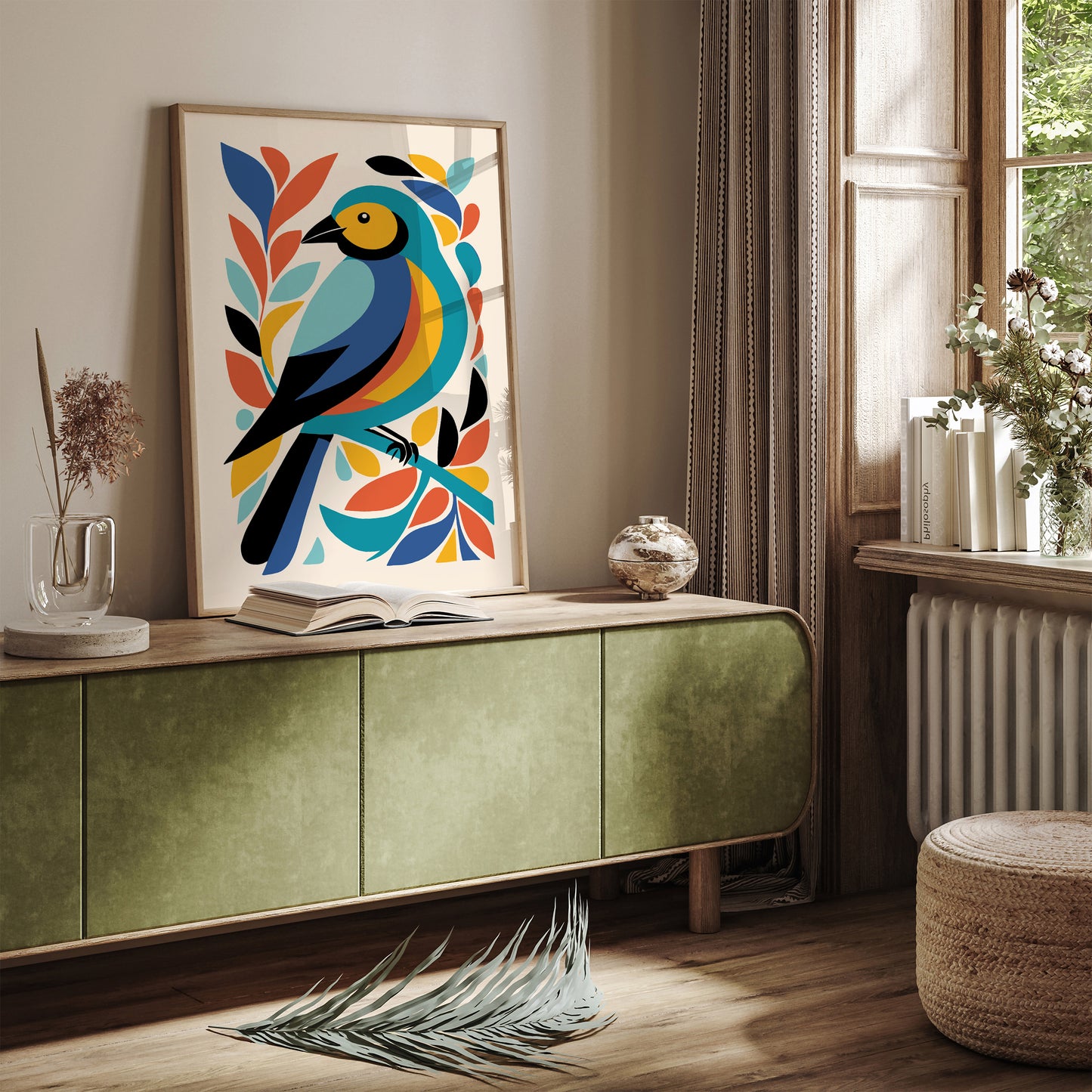 Cute Colorful Bird Art Kids Room Decor