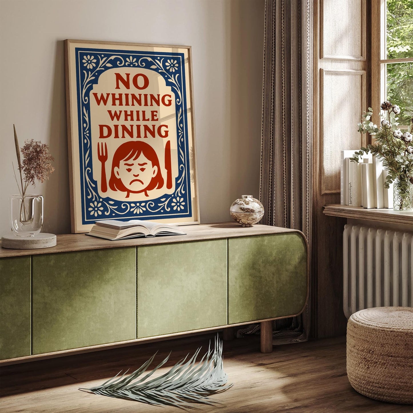 No Whining While Dining Poster - Kitchen Wall Decor