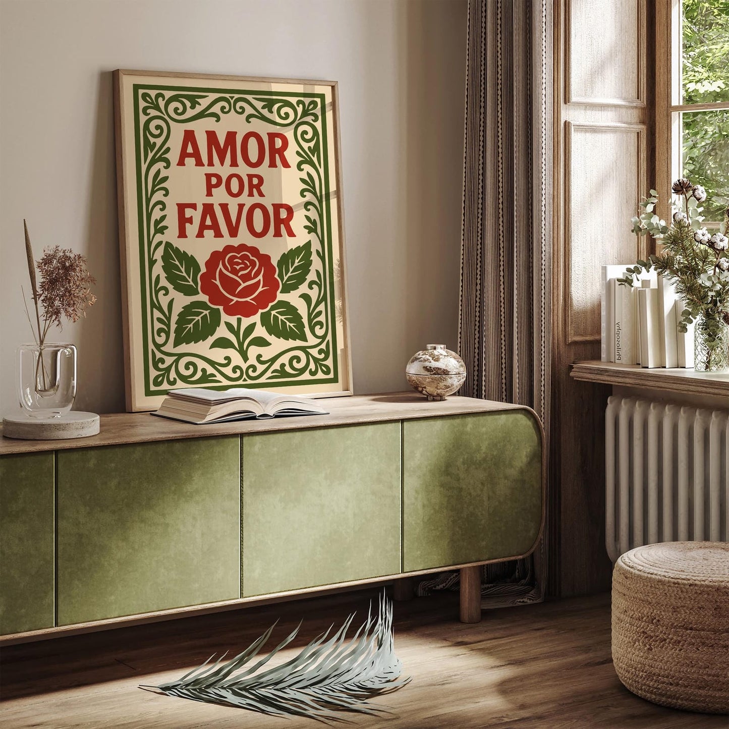 Amor Por Favor Red Rose Quote Art Print