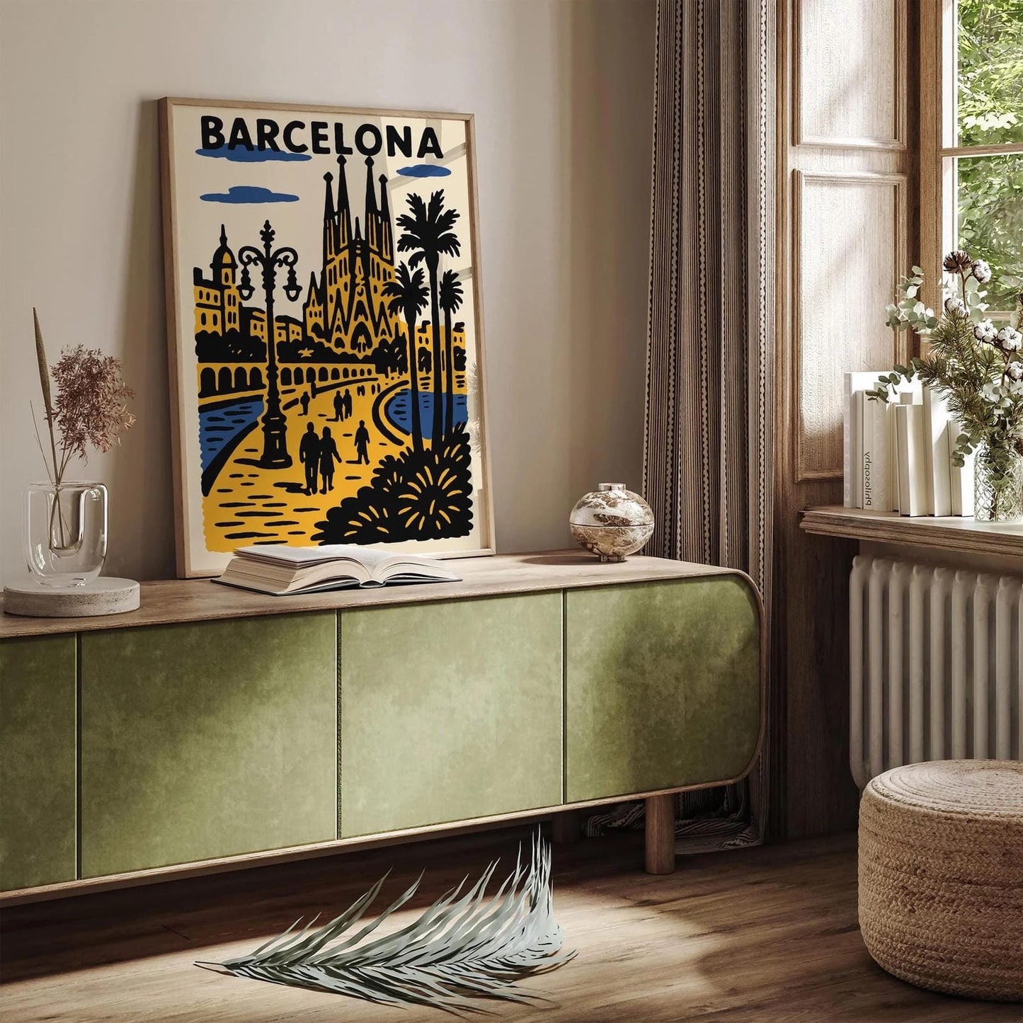 Barcelona Spain Poster - Retro Travel Art Print