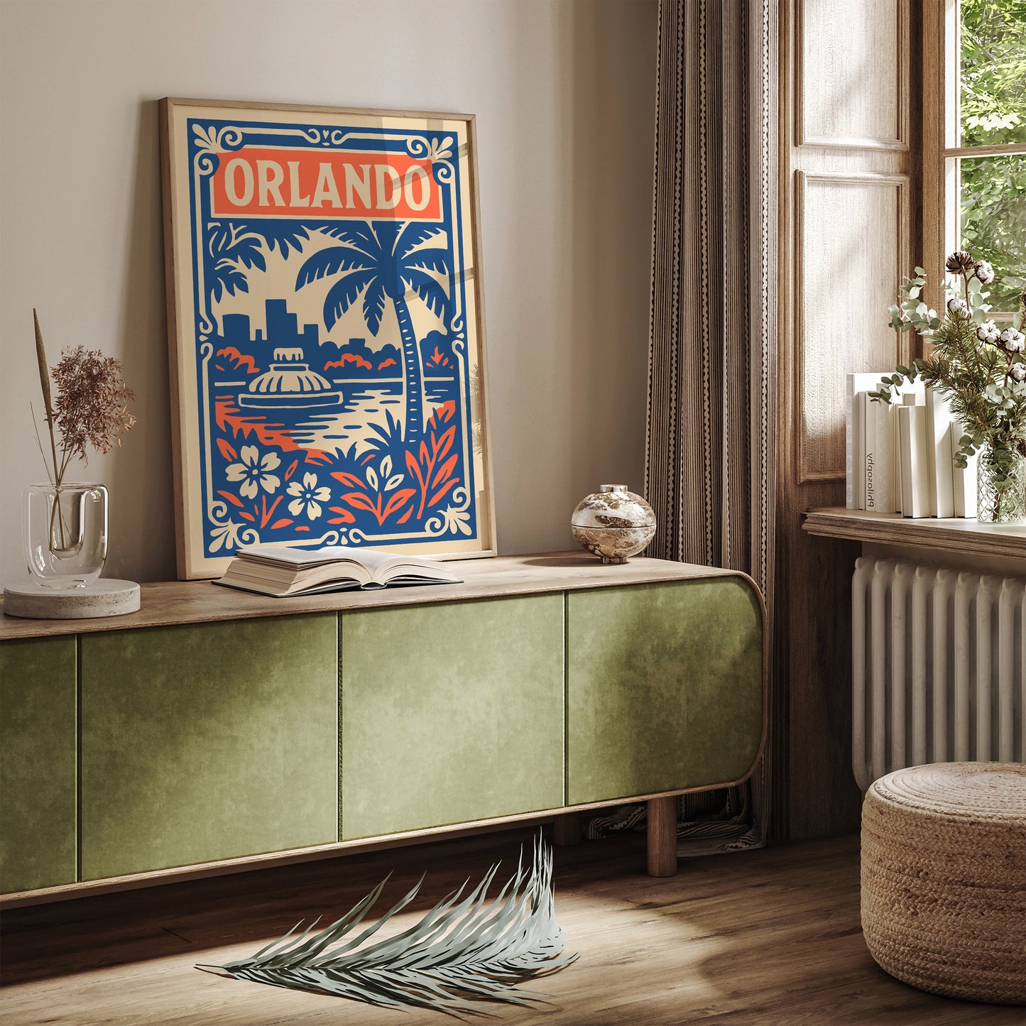 Orlando Travel Art Print - Blue Hotel Room Wall Decor