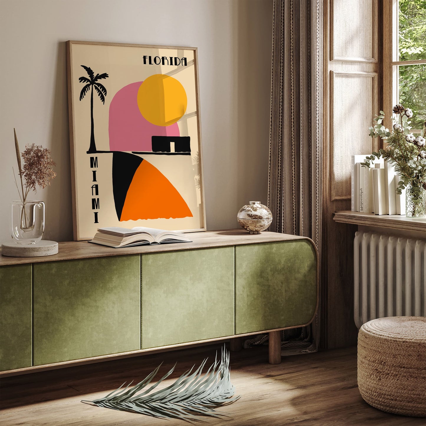 Florida Miami Poster, Mid Century Modern Style