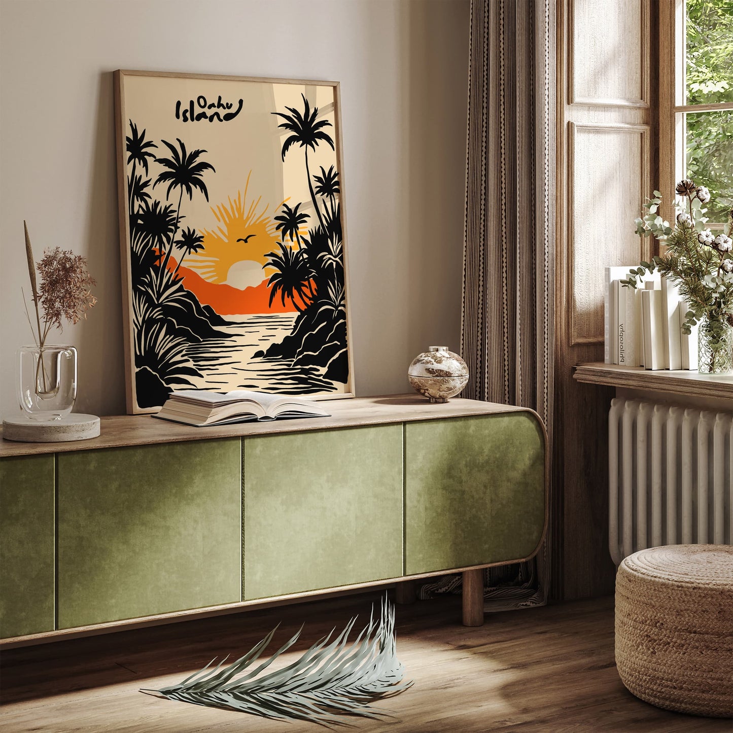 Oahu Hawaii Poster - Tropical Island Honeymoon Travel Art