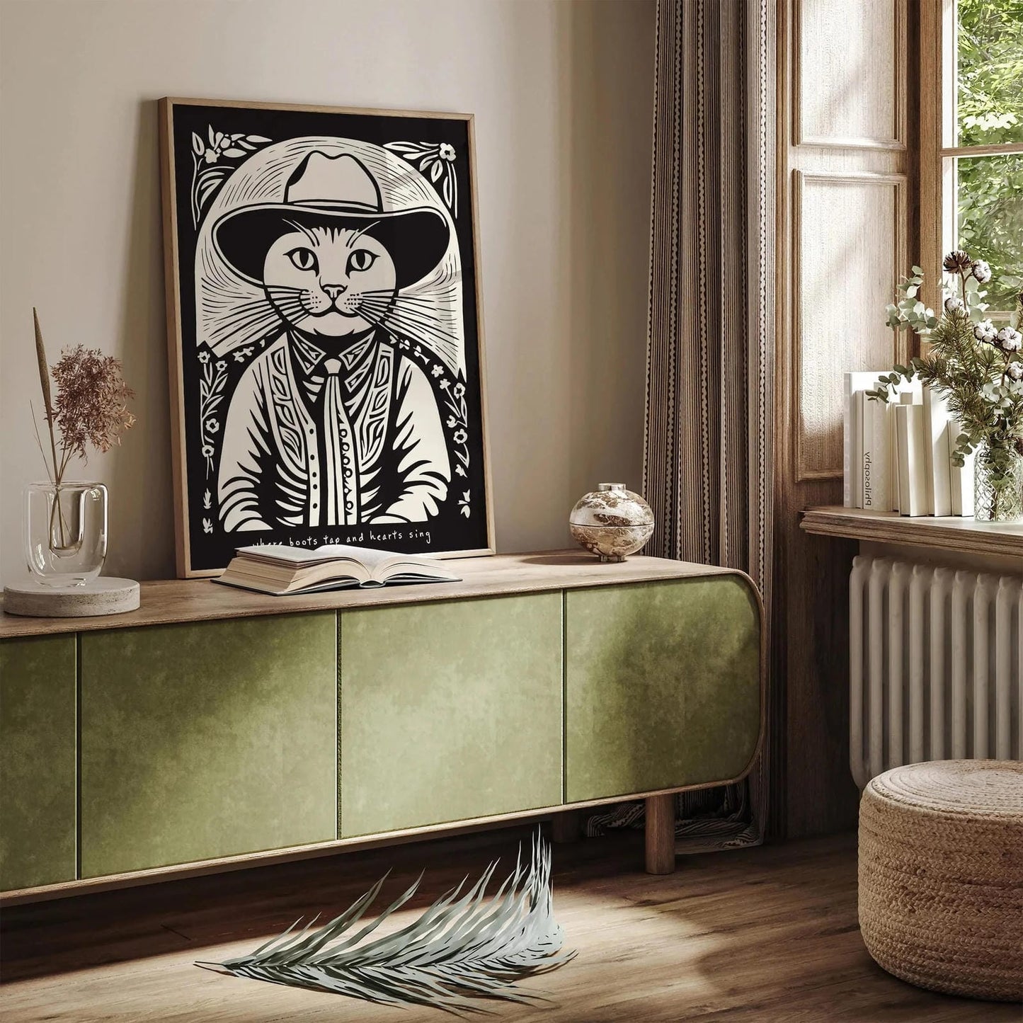 Cat Cowboy Cute Art Print