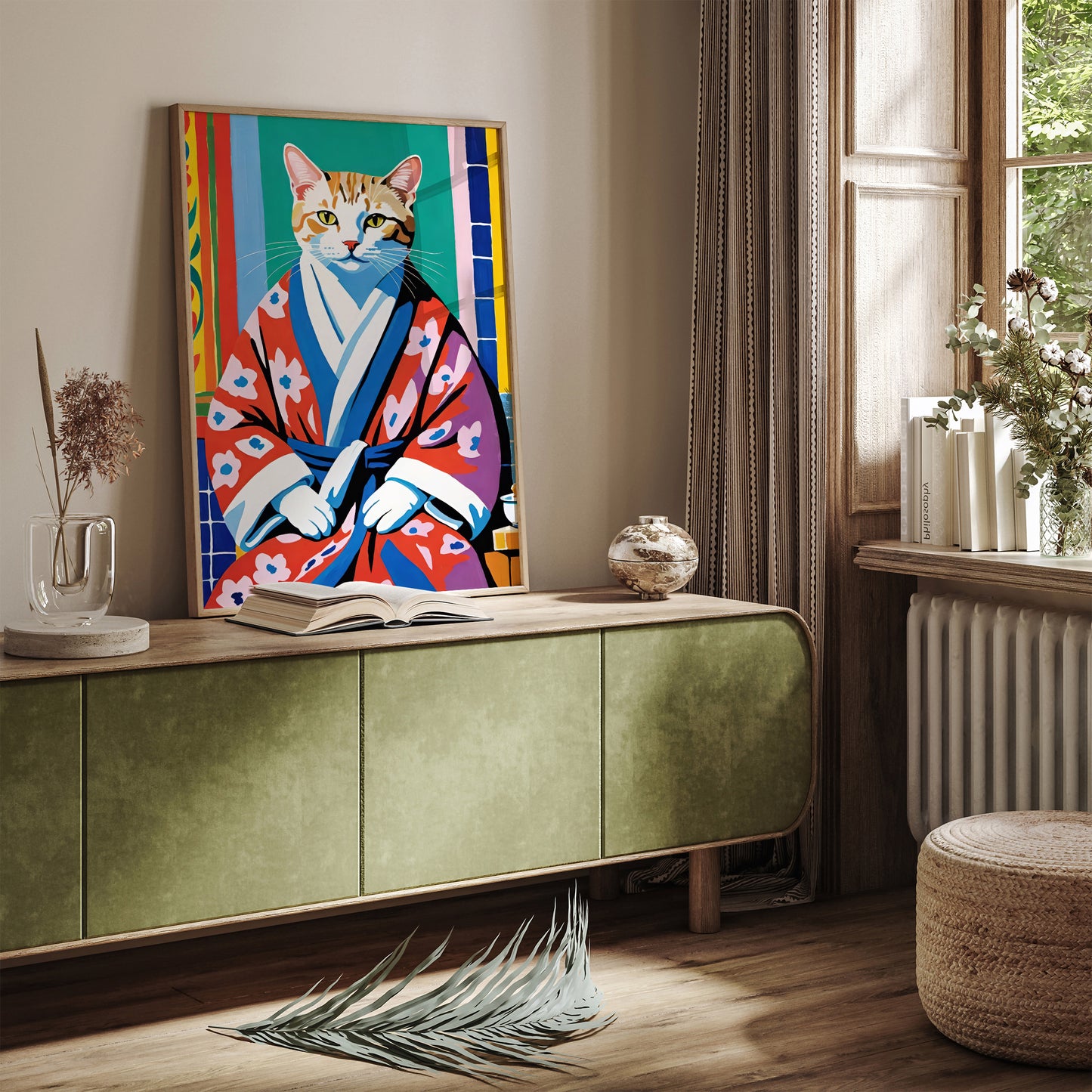Colorful Cat Portrait Art Print 2025