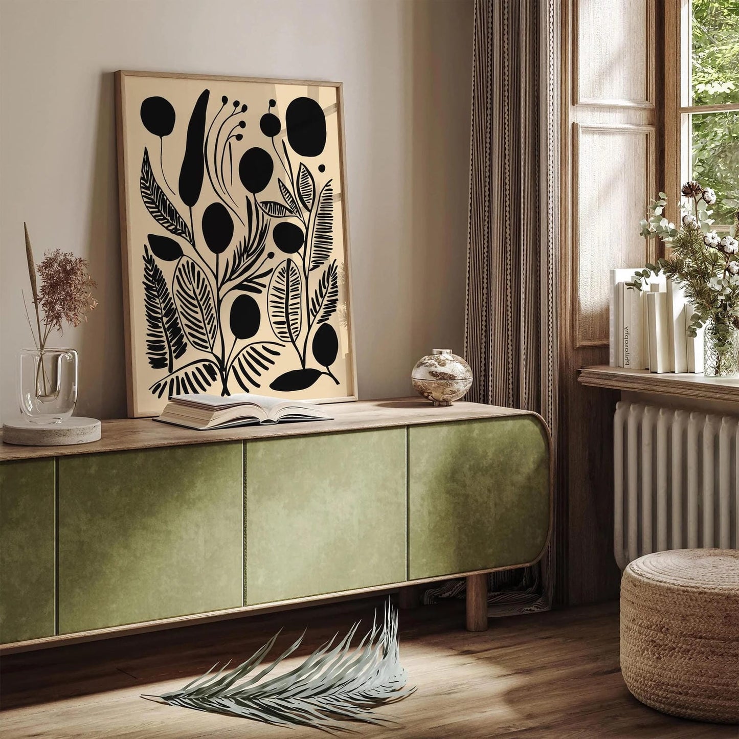 Black Ink Style Abstract Nature Art Print