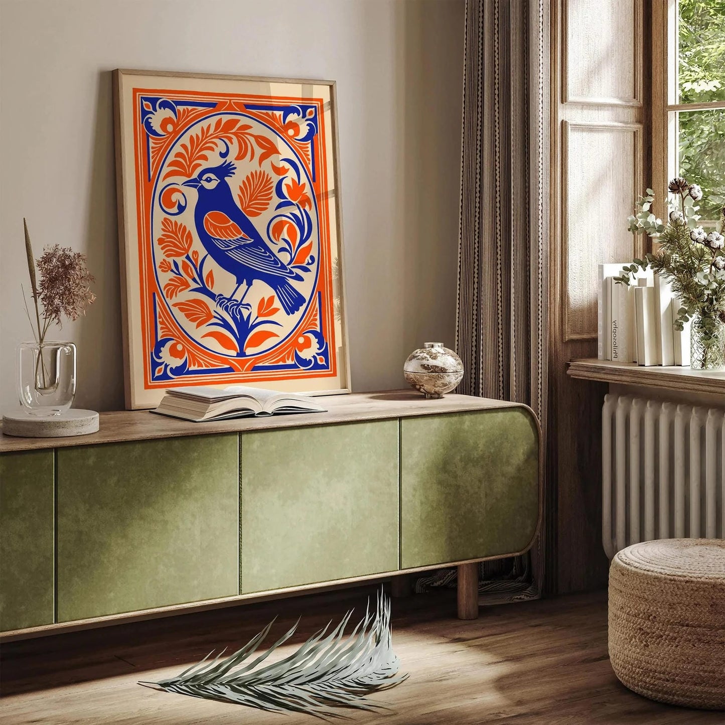 Eclectic Rococo Style Cut Out Bird Elegant Poster