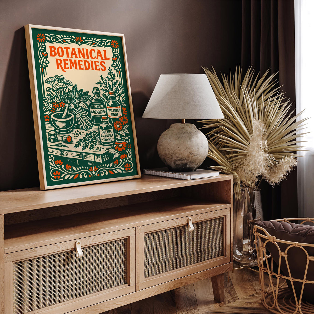 Vintage Herbal Remedies Botanical Art Poster