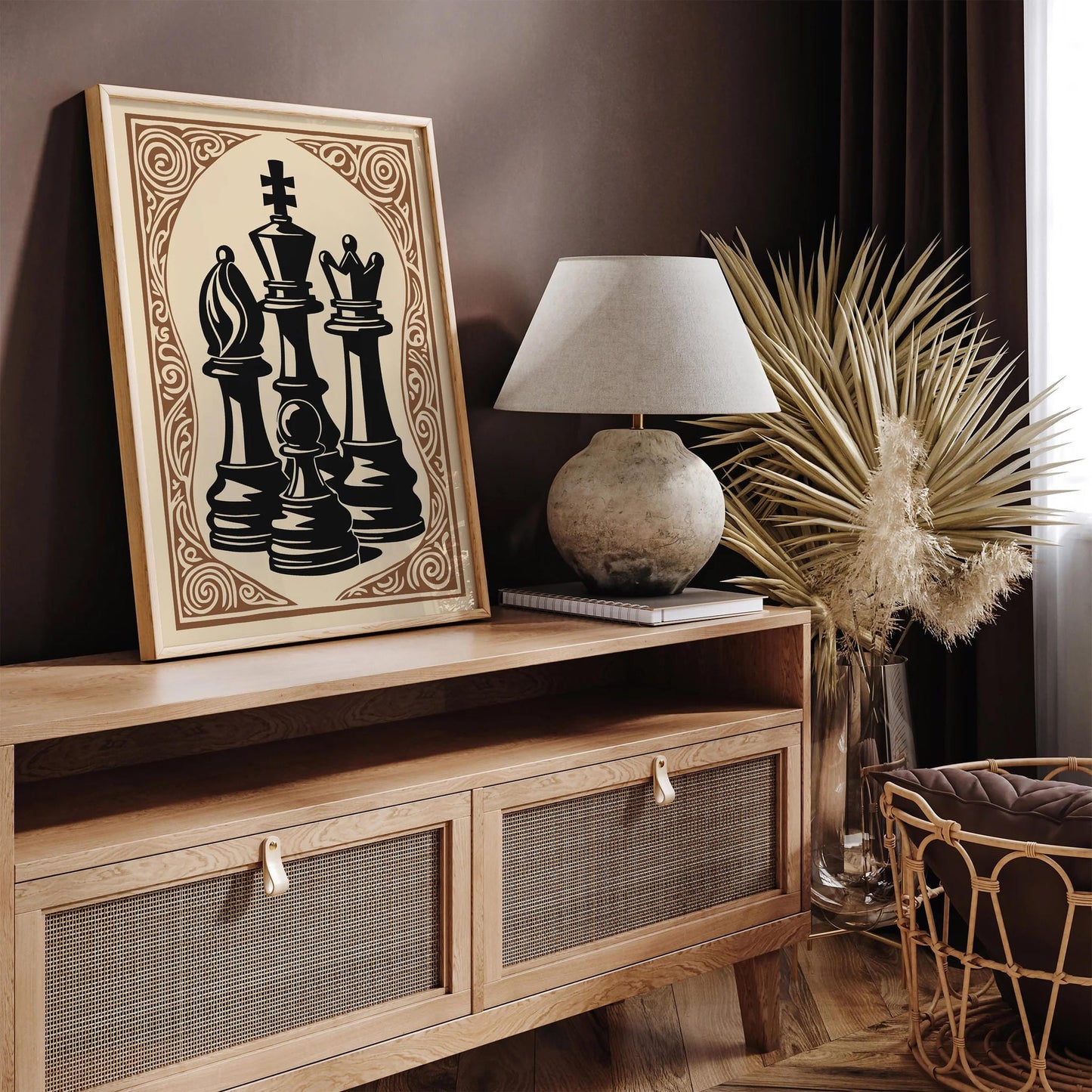 Chess Pieces Home Library Wall Art Decor