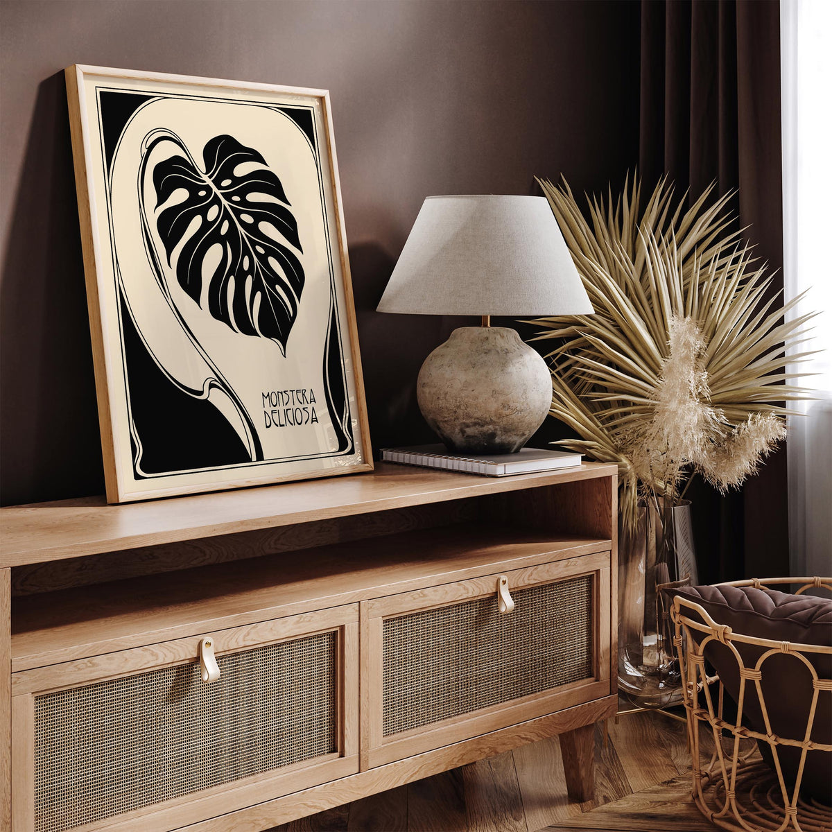 Art Deco Monstera Leaf Poster