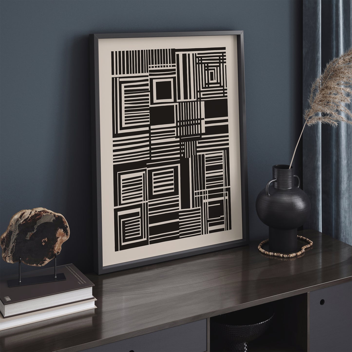 Rustic Abstract Black Lines Poster